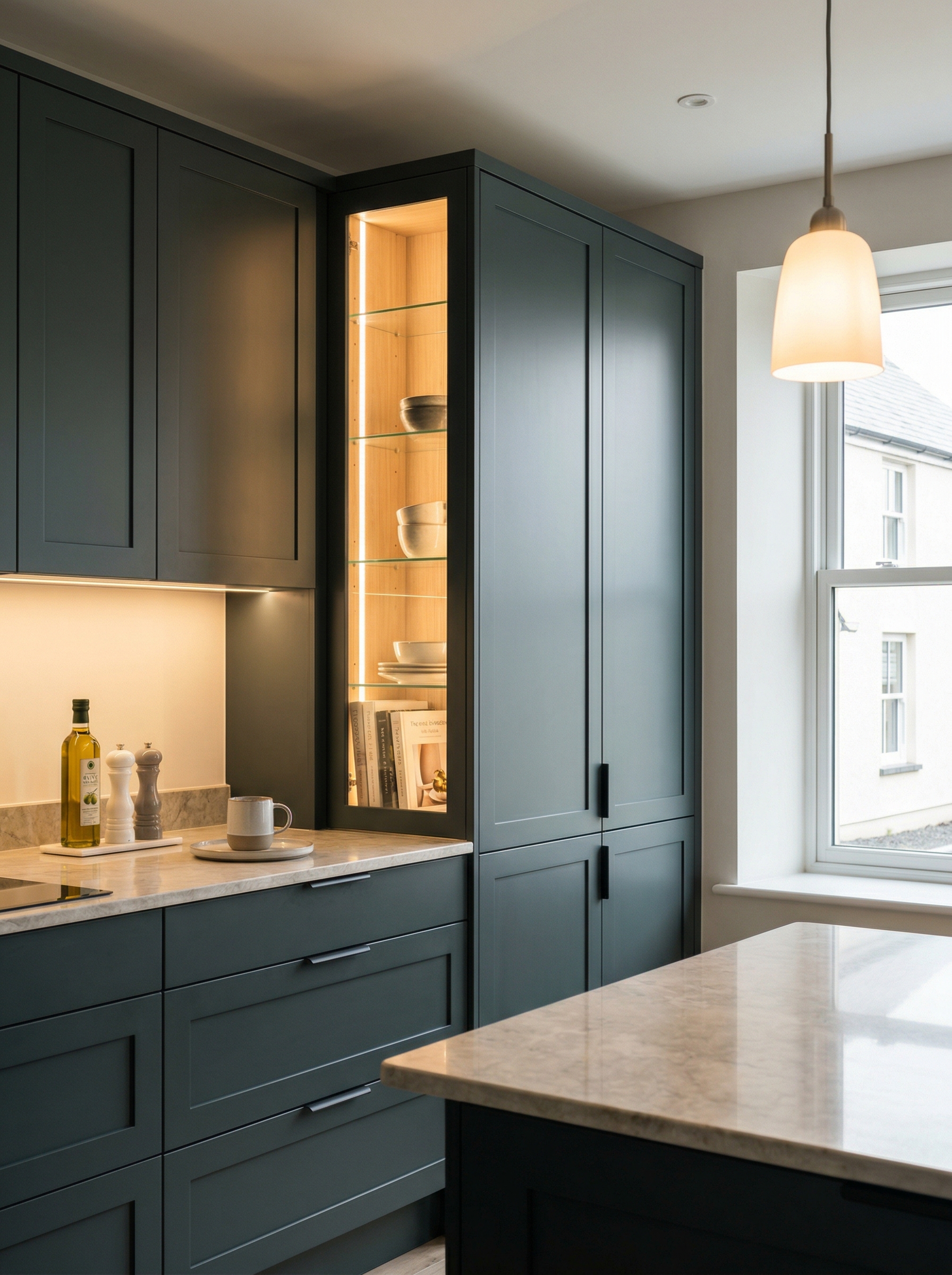 Bespoke kitchen installation, full-height cabinetry and considered storage design