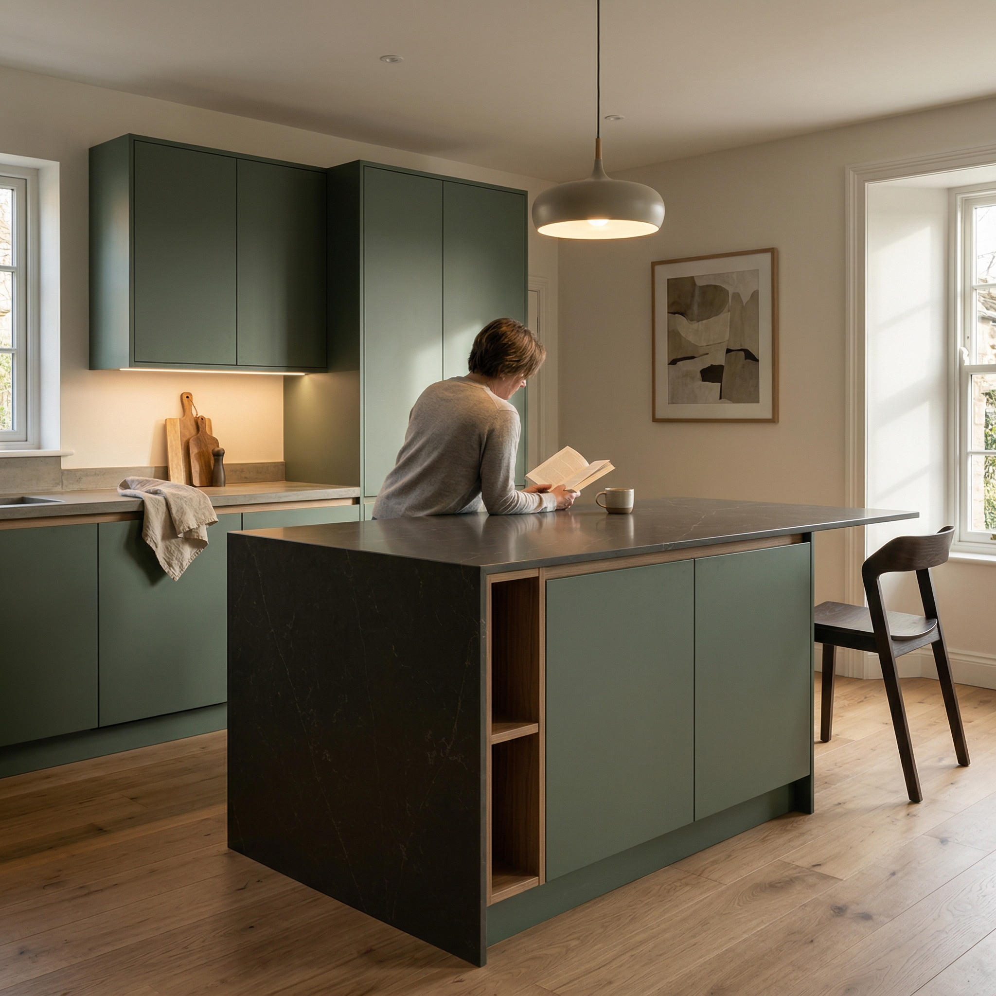 Bespoke kitchen designed for a Frome home, quality materials and considered layout