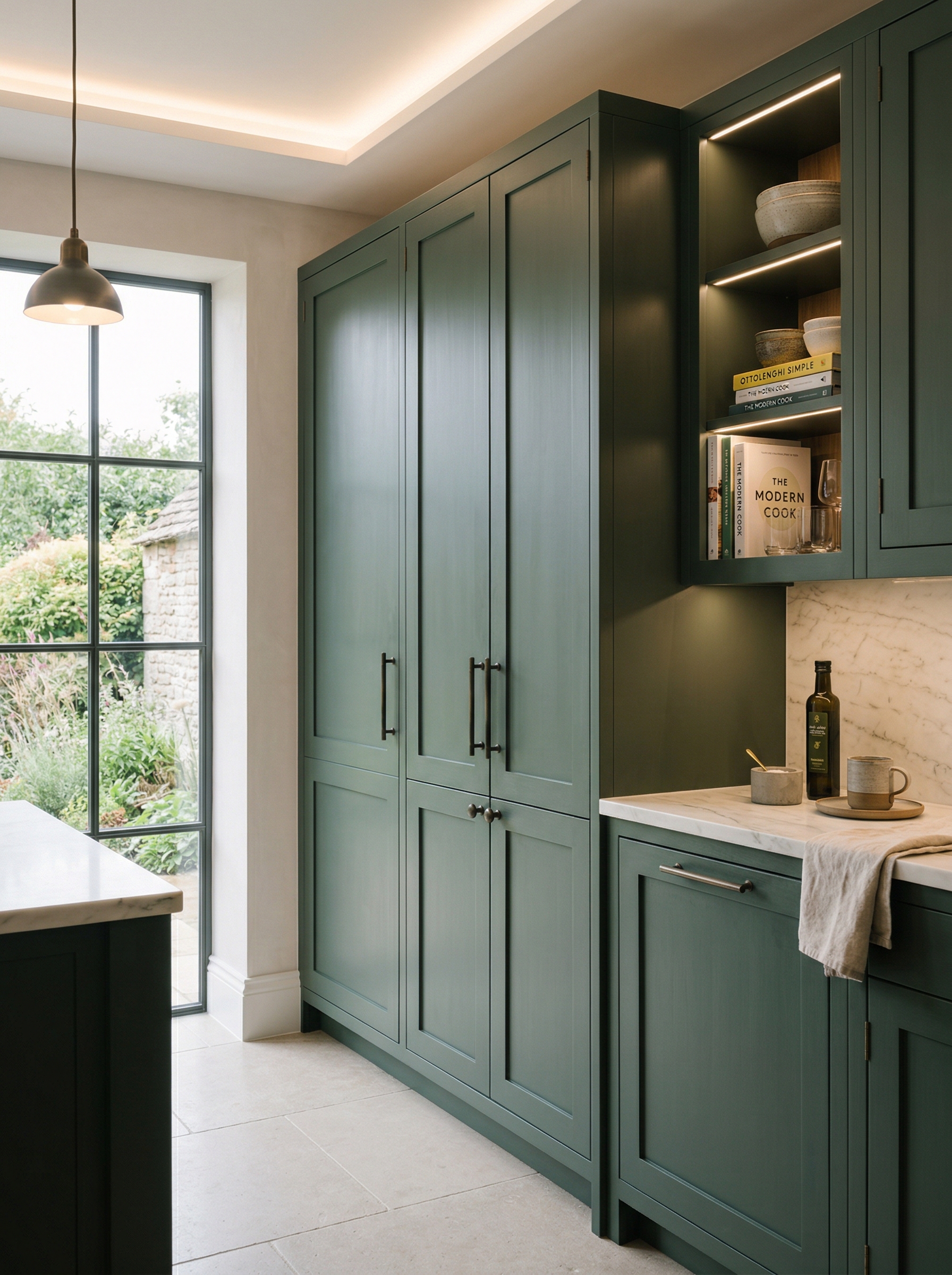 Bespoke kitchen installation, full-height cabinetry and considered storage design
