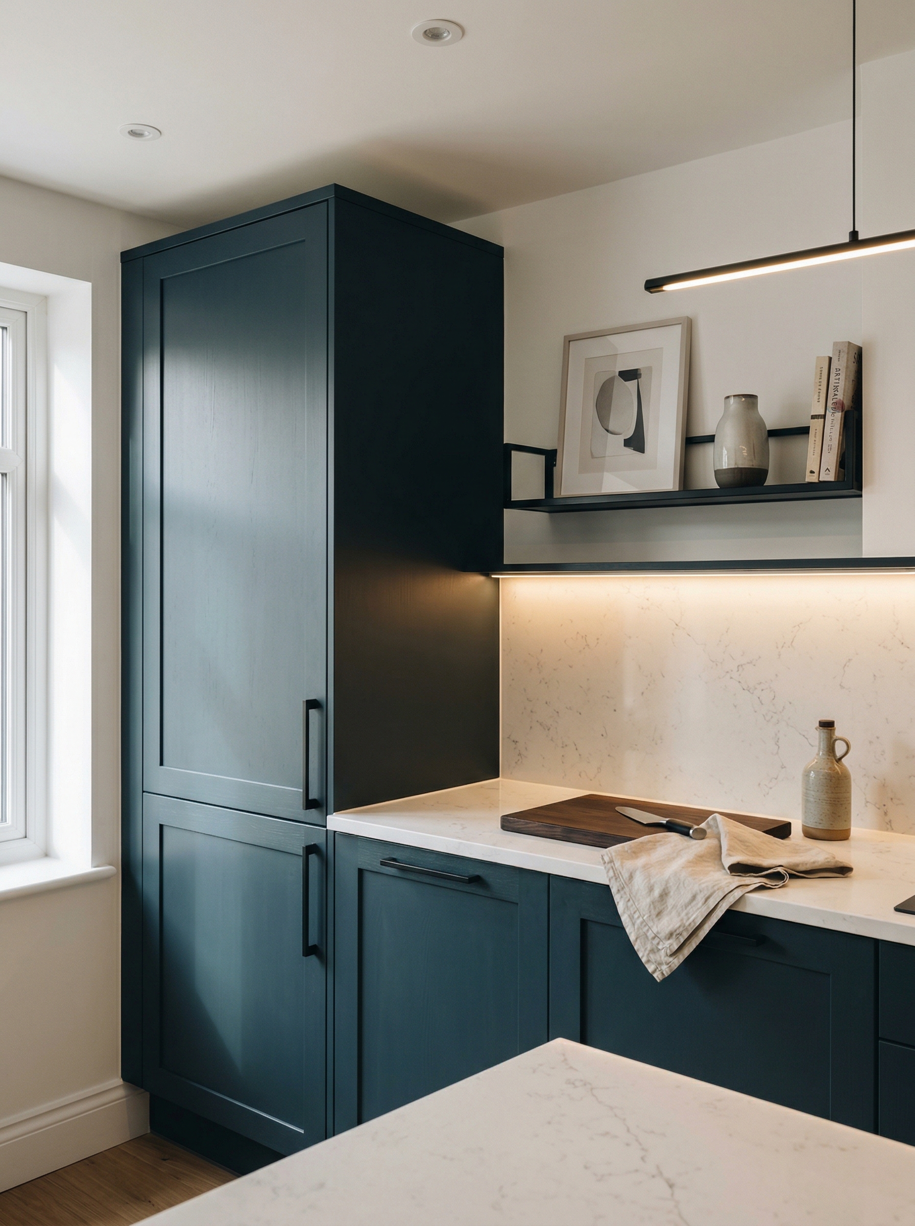 portrait1_600x800 Tall view of full-height bespoke kitchen cabinetry, contemporary painted lay-on cabinetry