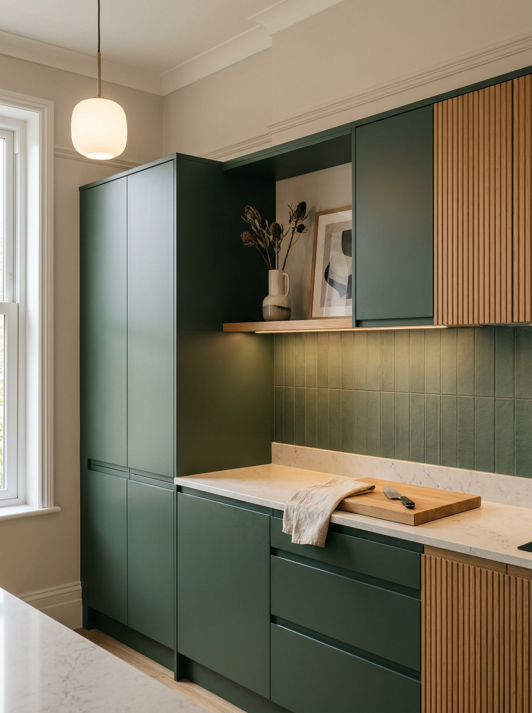 portrait1_600x800 Tall view of full-height bespoke kitchen cabinetry, modern shaker cabinetry