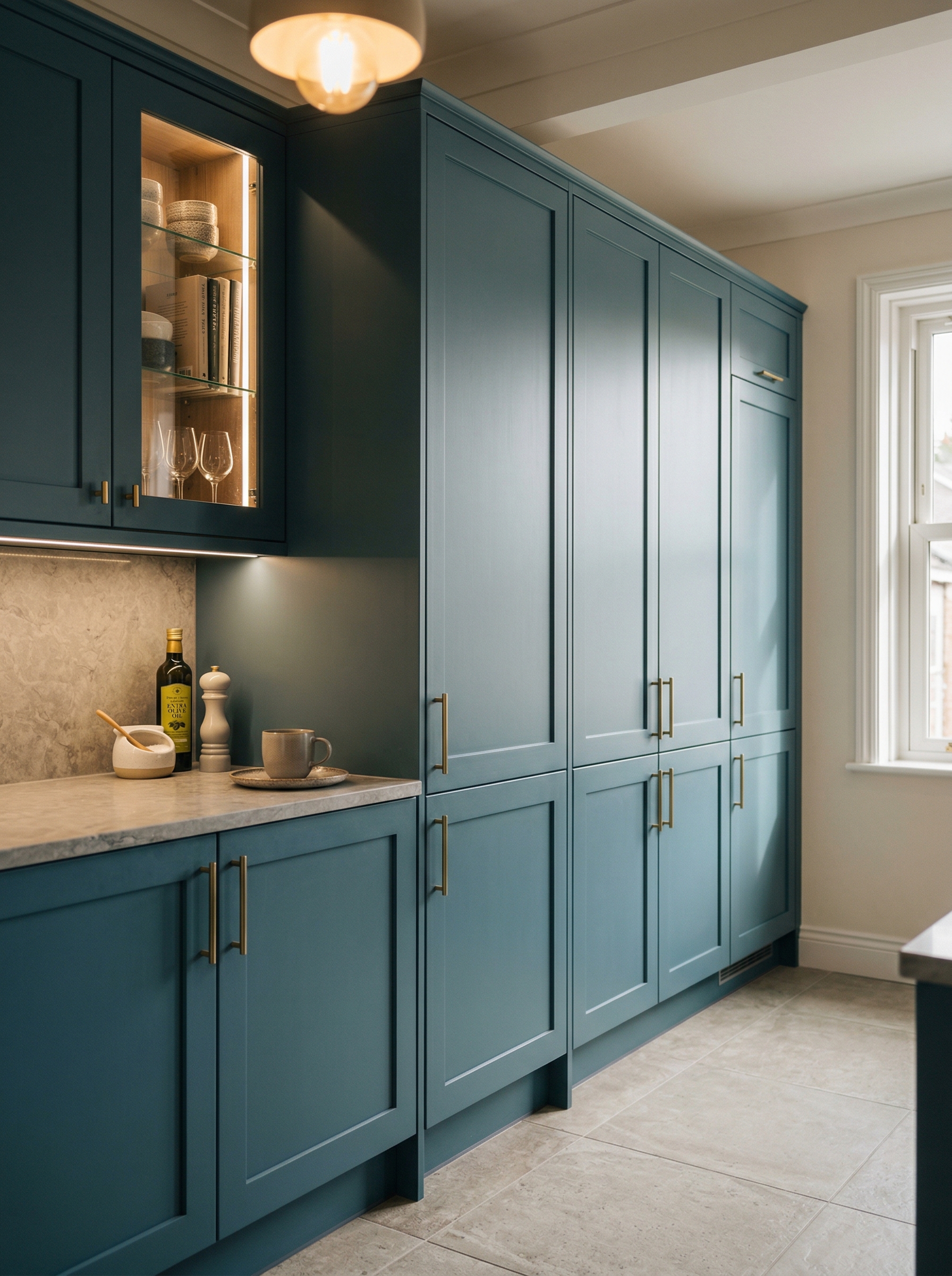 Bespoke kitchen installation, full-height cabinetry and considered storage design