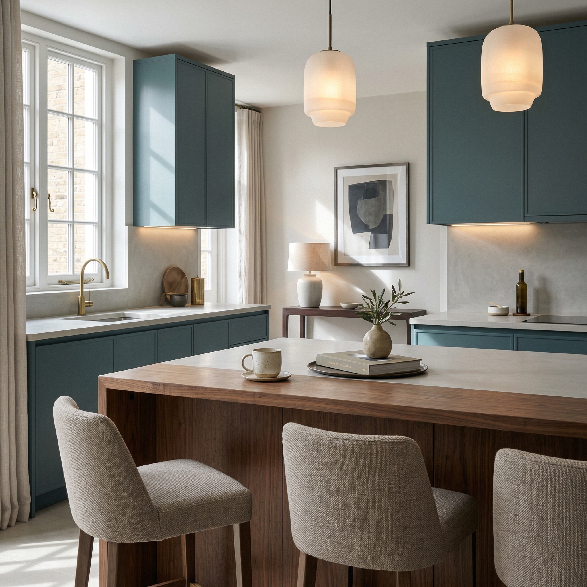 square1_800x800 Bespoke kitchen island detail, contemporary painted lay-on cabinetry with quality joinery