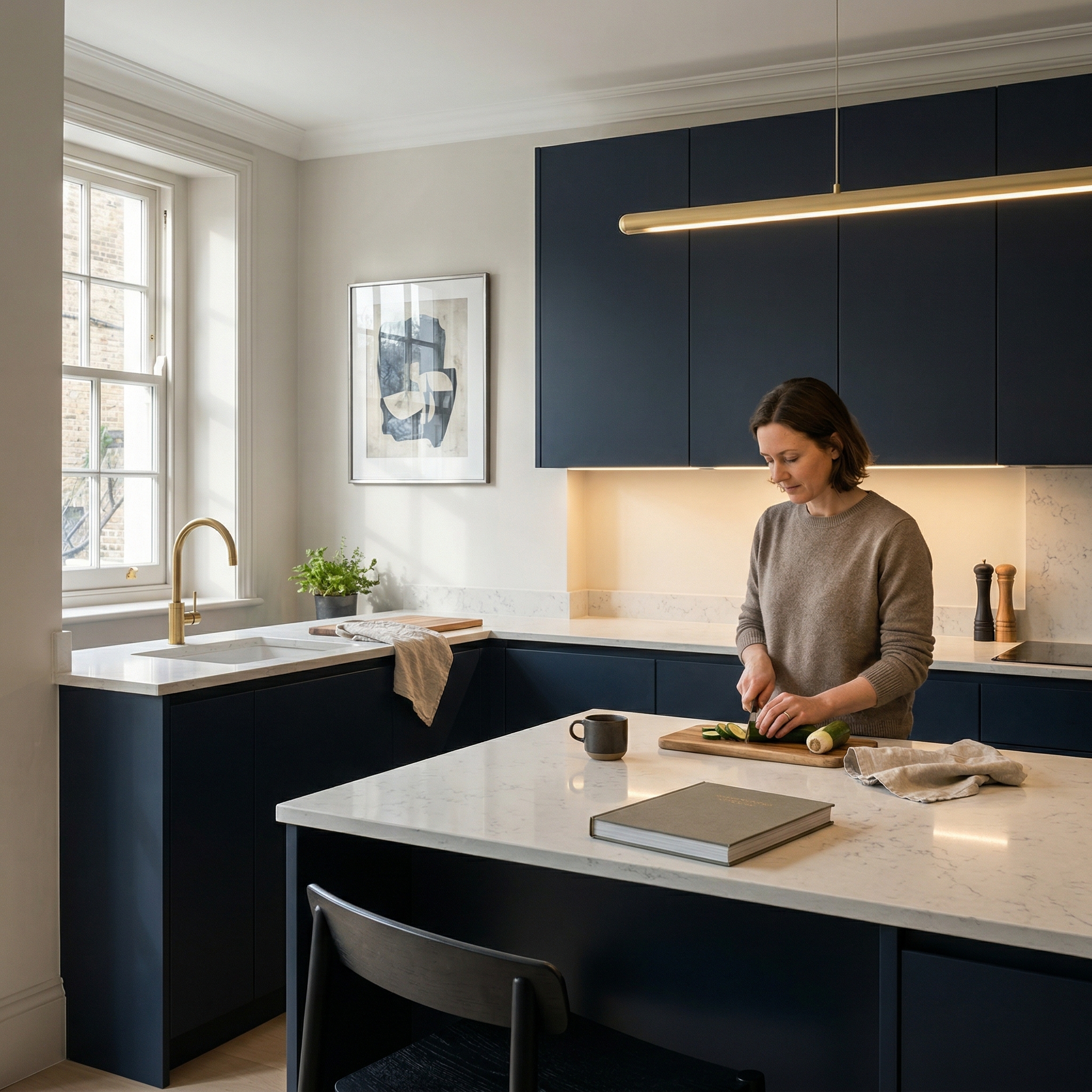 Bespoke kitchen designed for a Hampstead home, quality materials and considered layout