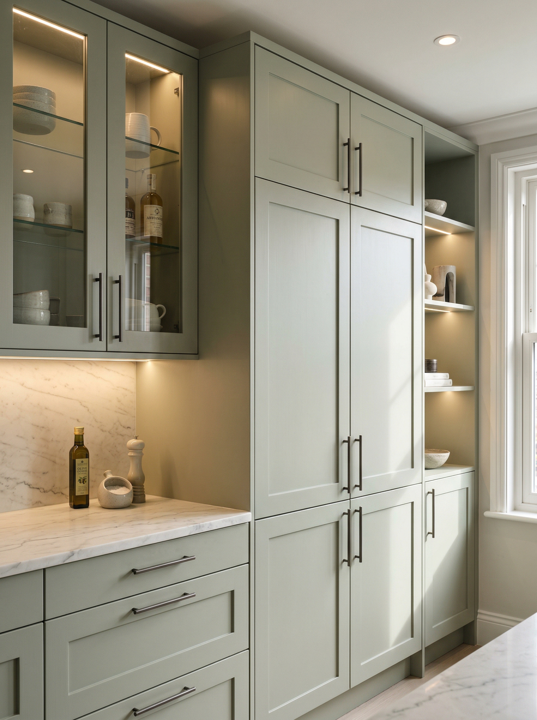 Bespoke kitchen installation, full-height cabinetry and considered storage design