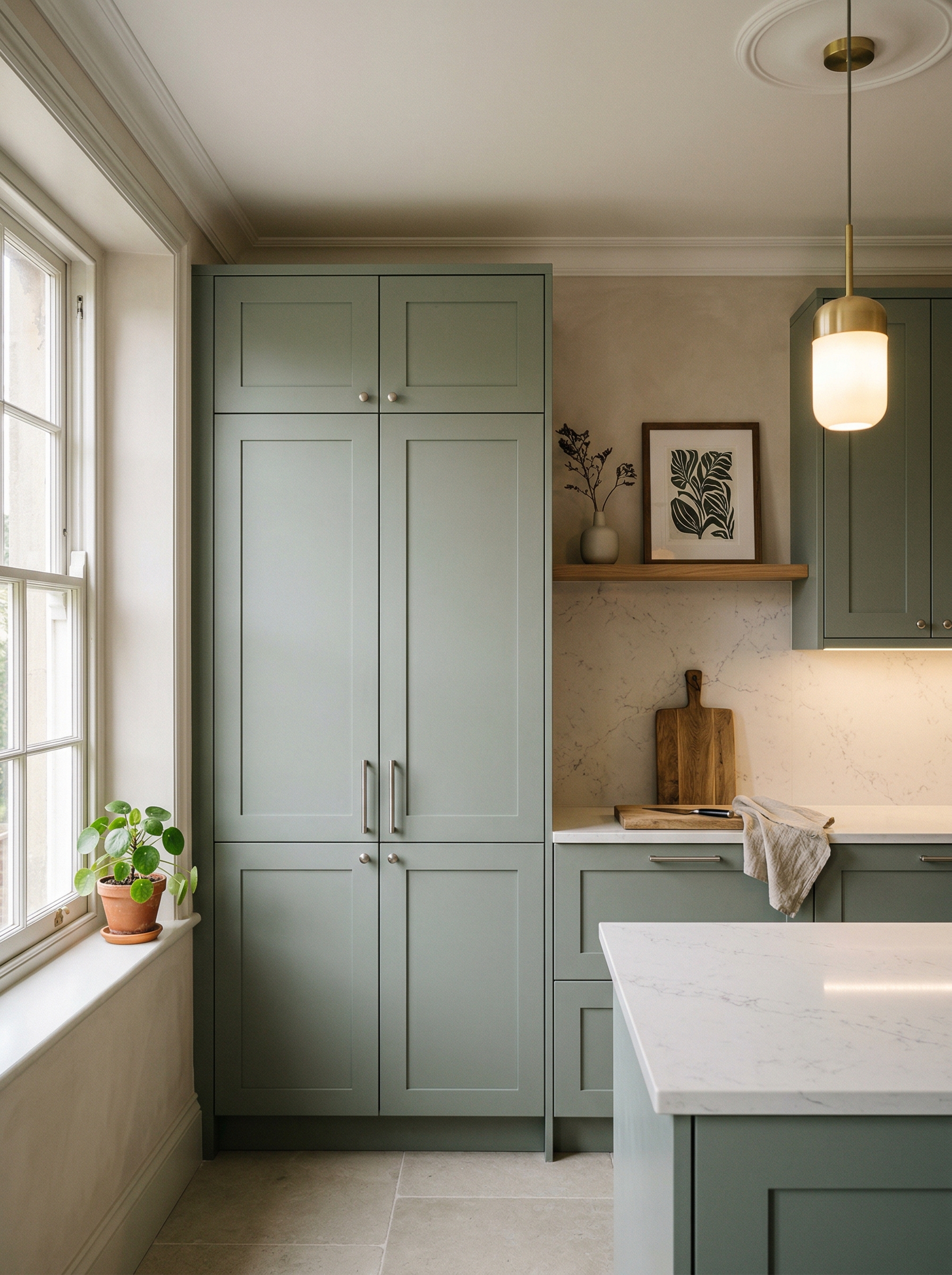 portrait1_600x800 Tall view of full-height bespoke kitchen cabinetry, timber veneer slab-door cabinetry