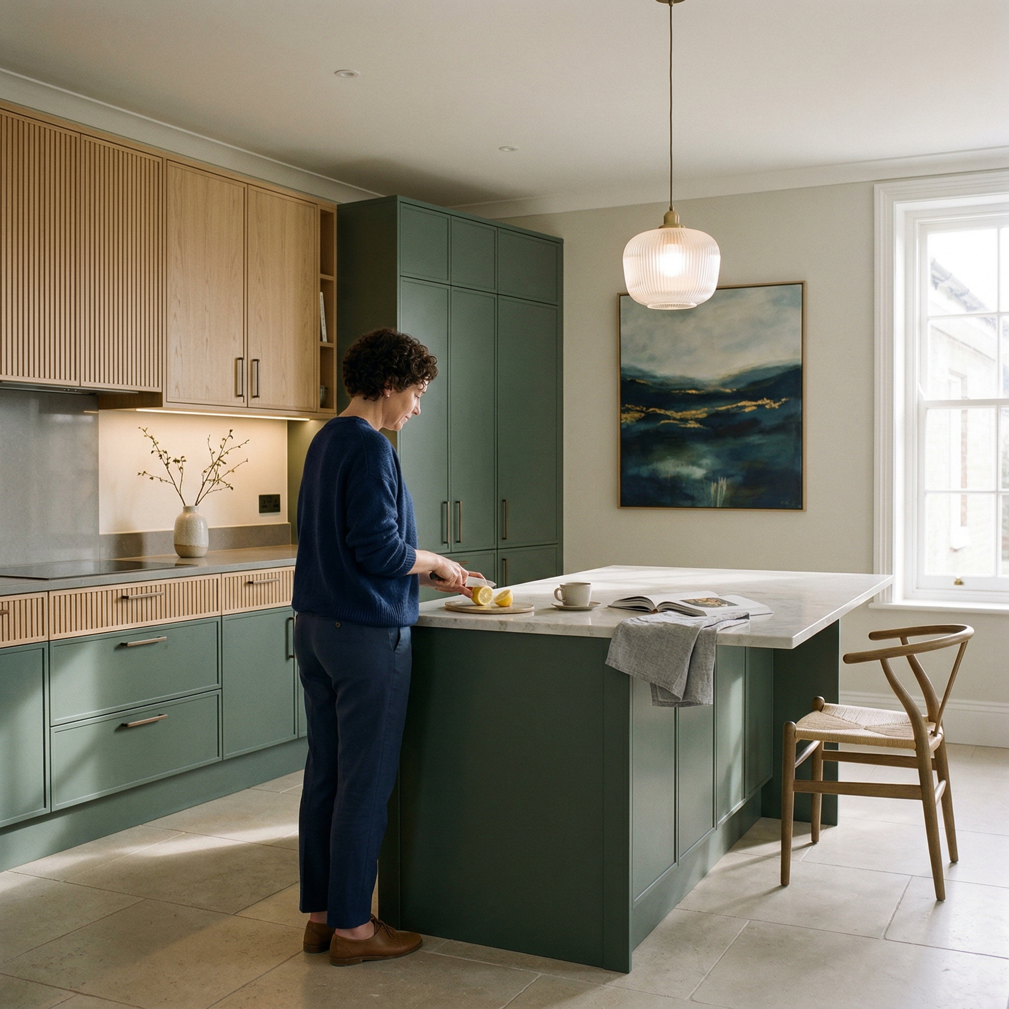 Bespoke kitchen designed for a Hunstanton home, quality materials and considered layout