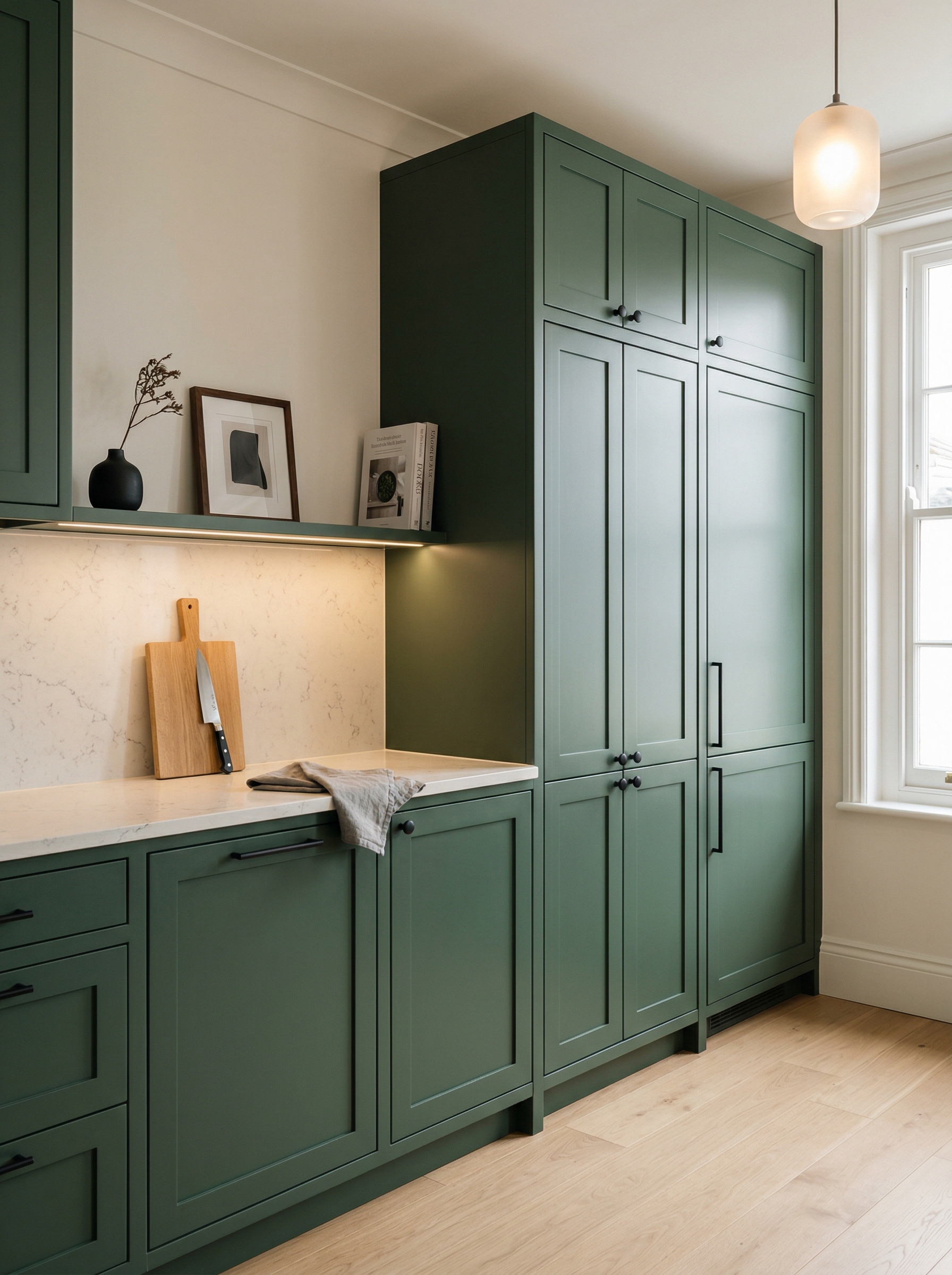 portrait1_600x800 Tall view of full-height bespoke kitchen cabinetry, modern shaker cabinetry