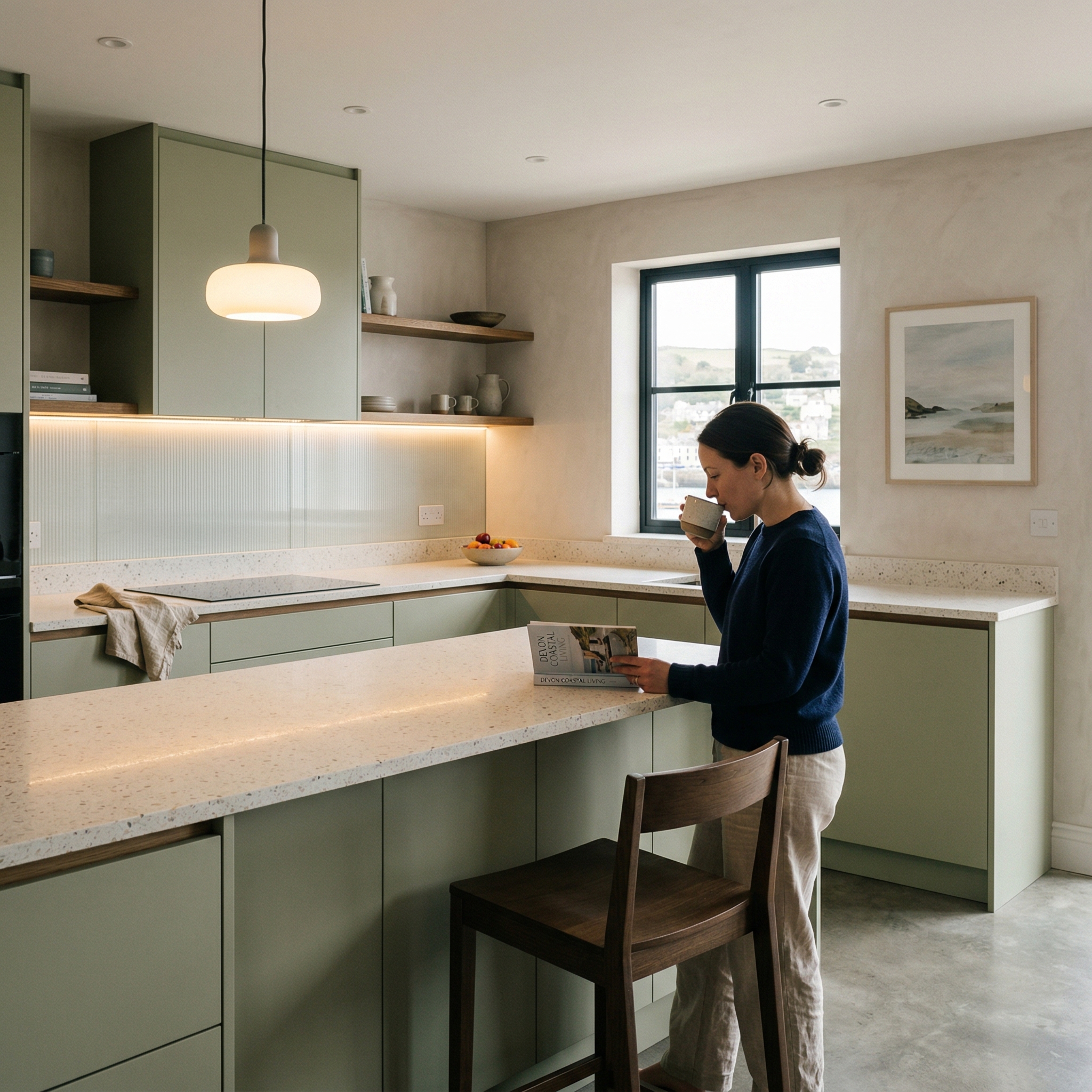 Bespoke kitchen designed for a Ilfracombe home, quality materials and considered layout