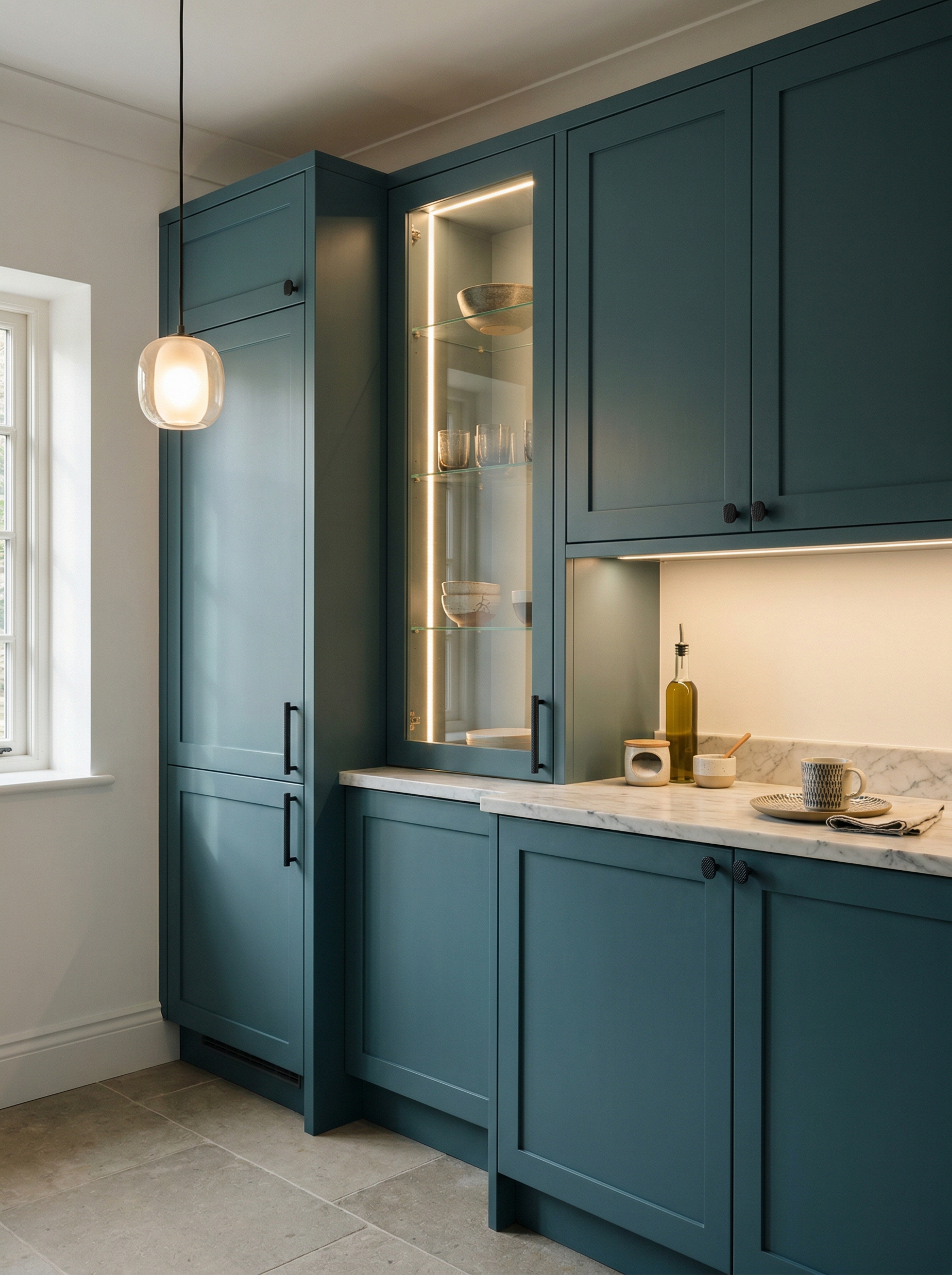 Bespoke kitchen installation, full-height cabinetry and considered storage design