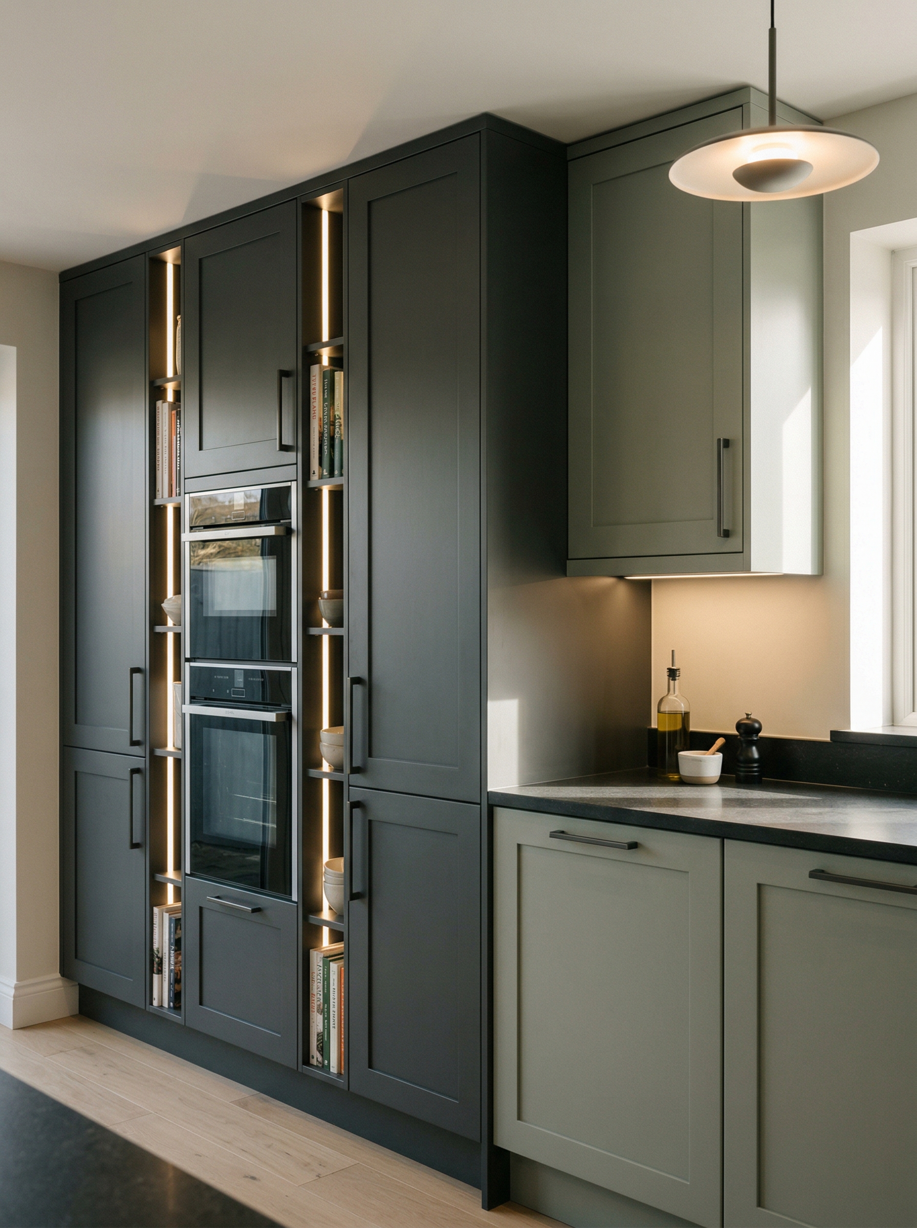 Bespoke kitchen installation, full-height cabinetry and considered storage design