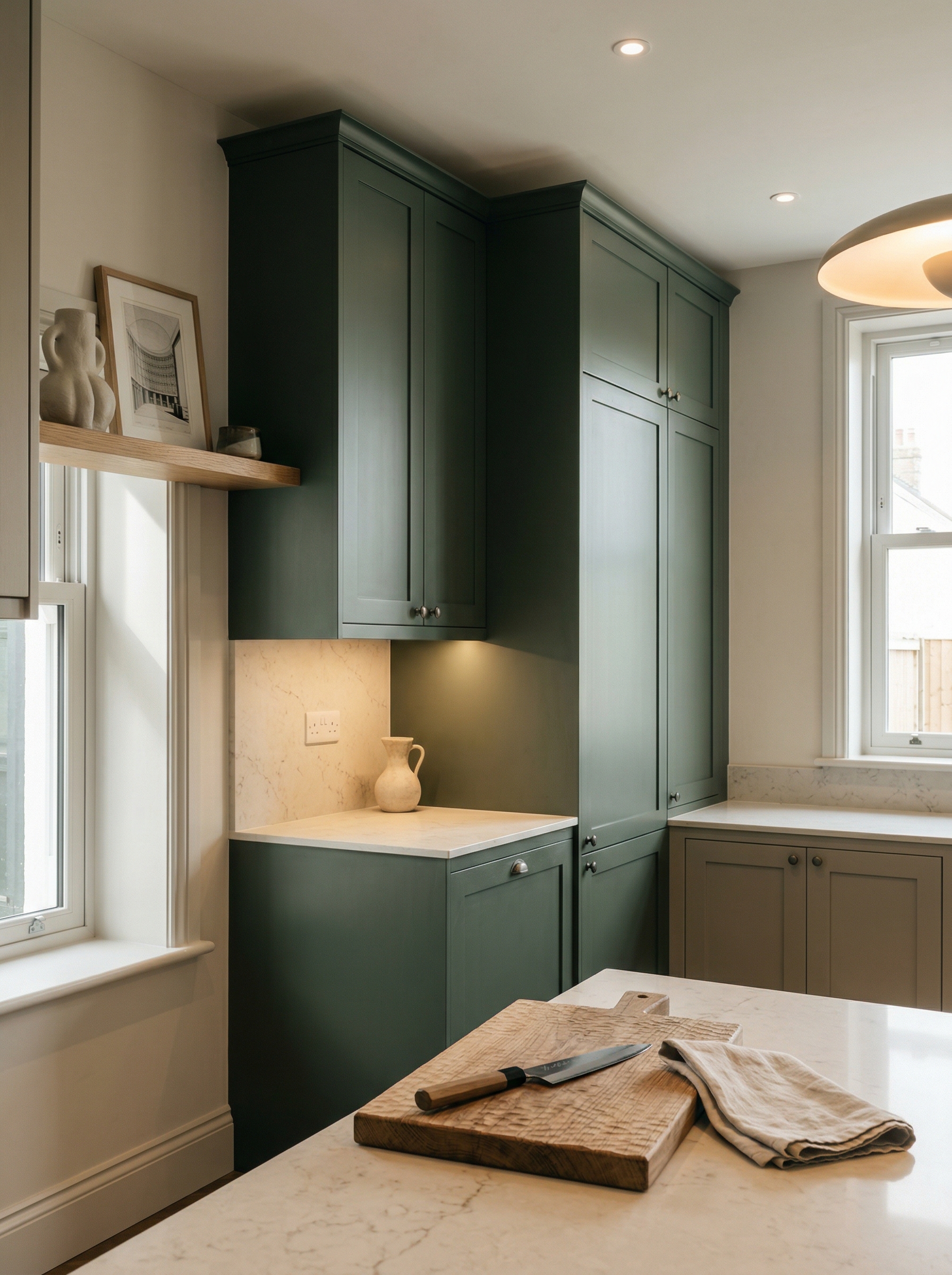 portrait1_600x800 Tall view of full-height bespoke kitchen cabinetry, modern shaker cabinetry