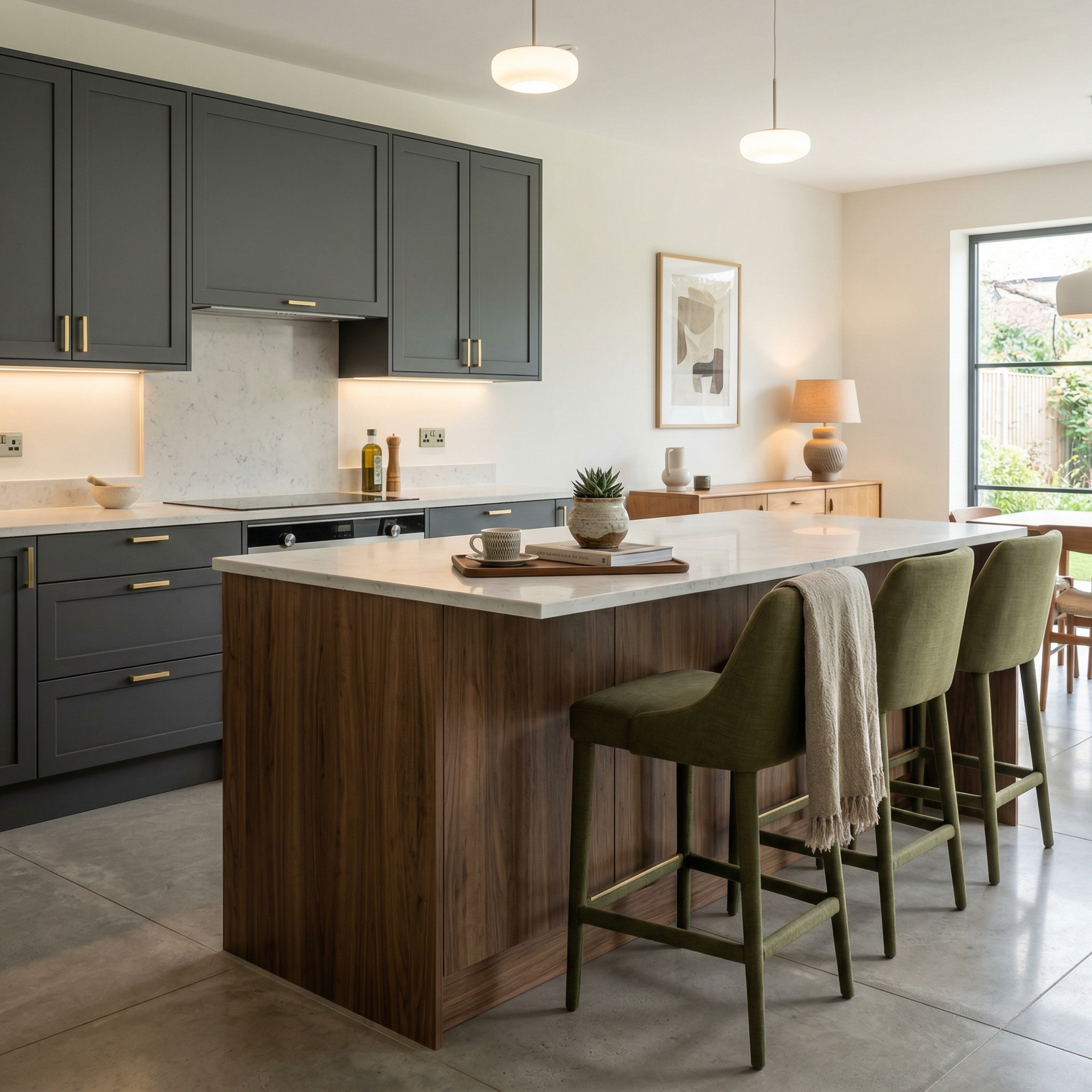 square1_800x800 Bespoke kitchen island detail, timber veneer slab-door cabinetry with quality joinery