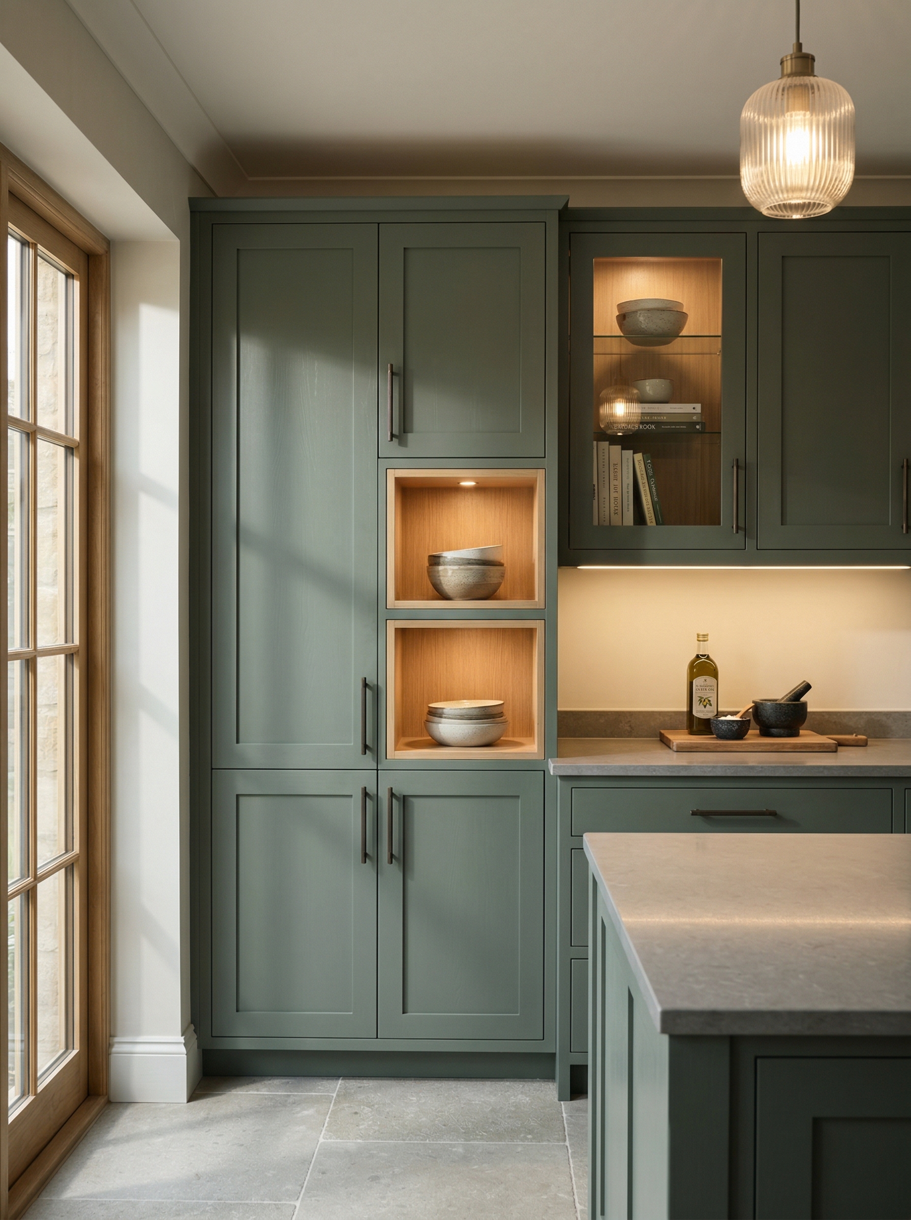 Bespoke kitchen installation, full-height cabinetry and considered storage design