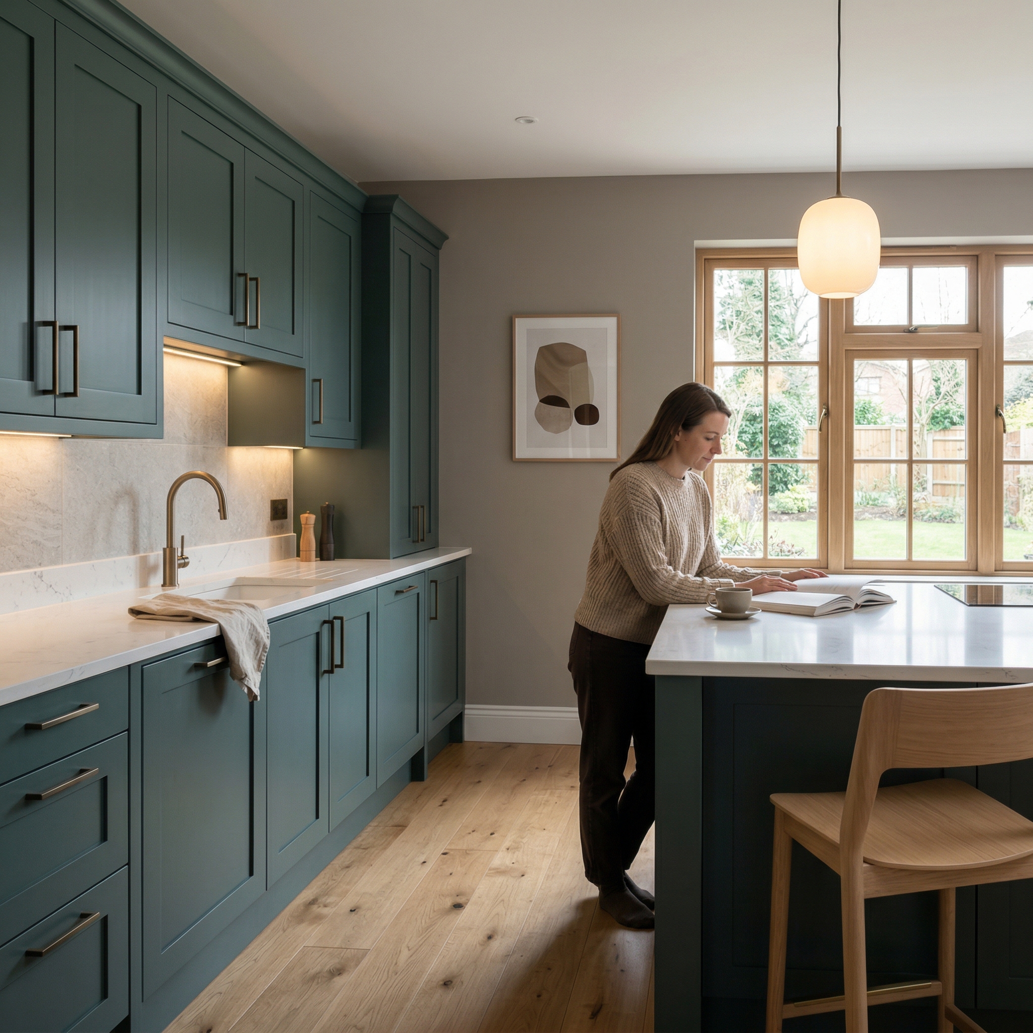 Bespoke kitchen designed for a Leighton Buzzard home, quality materials and considered layout