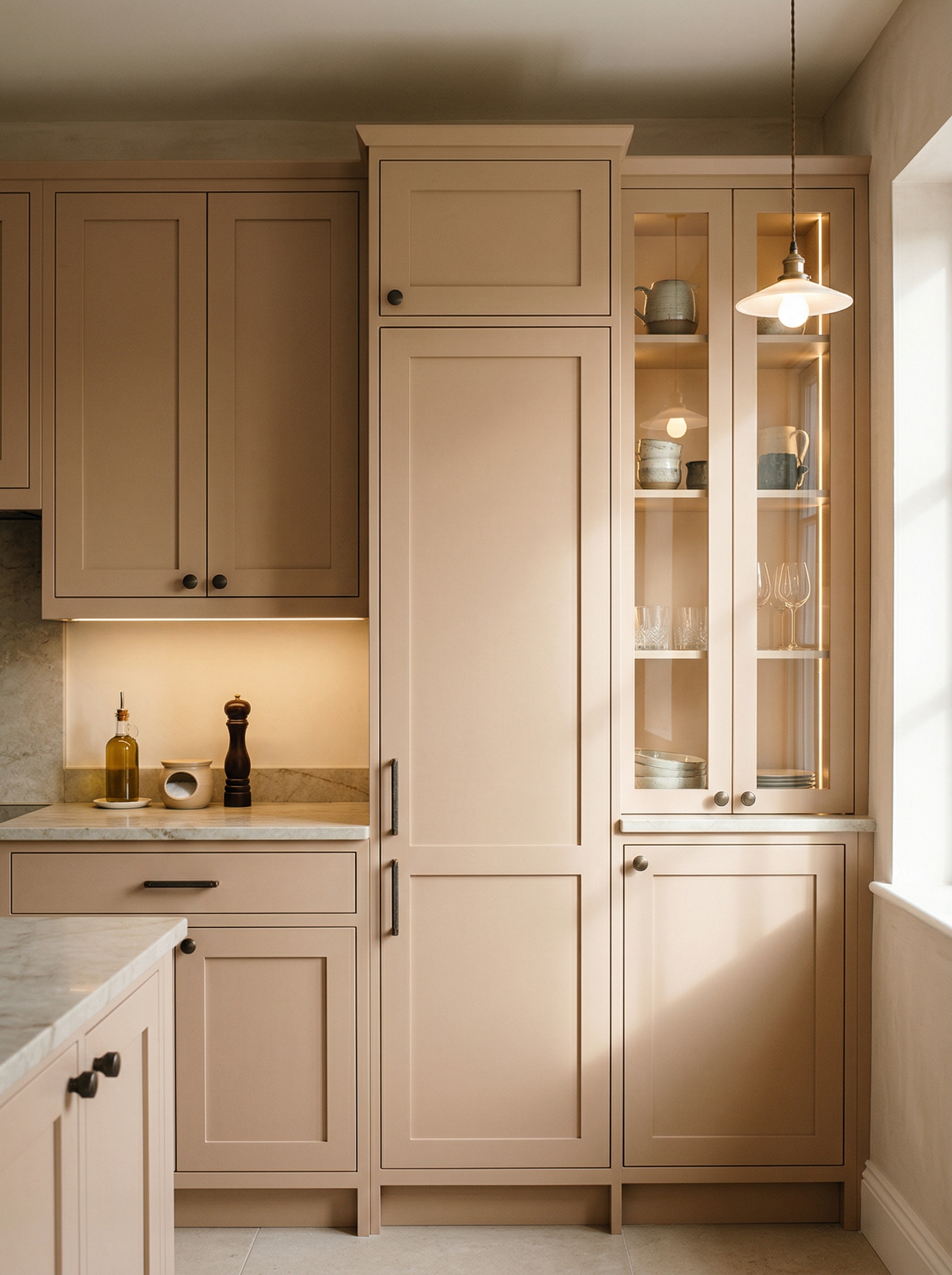 Bespoke kitchen installation, full-height cabinetry and considered storage design
