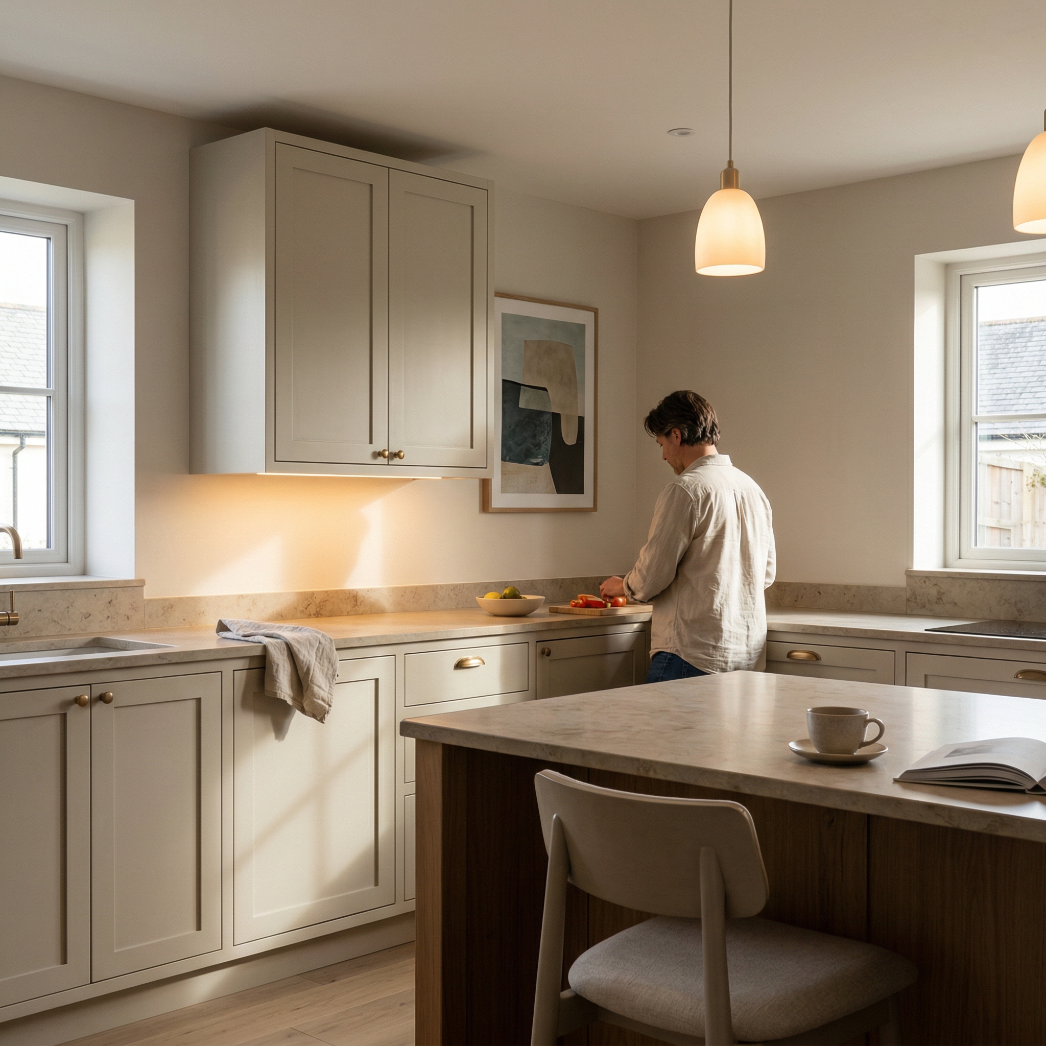 Bespoke kitchen designed for a Liskeard home, quality materials and considered layout