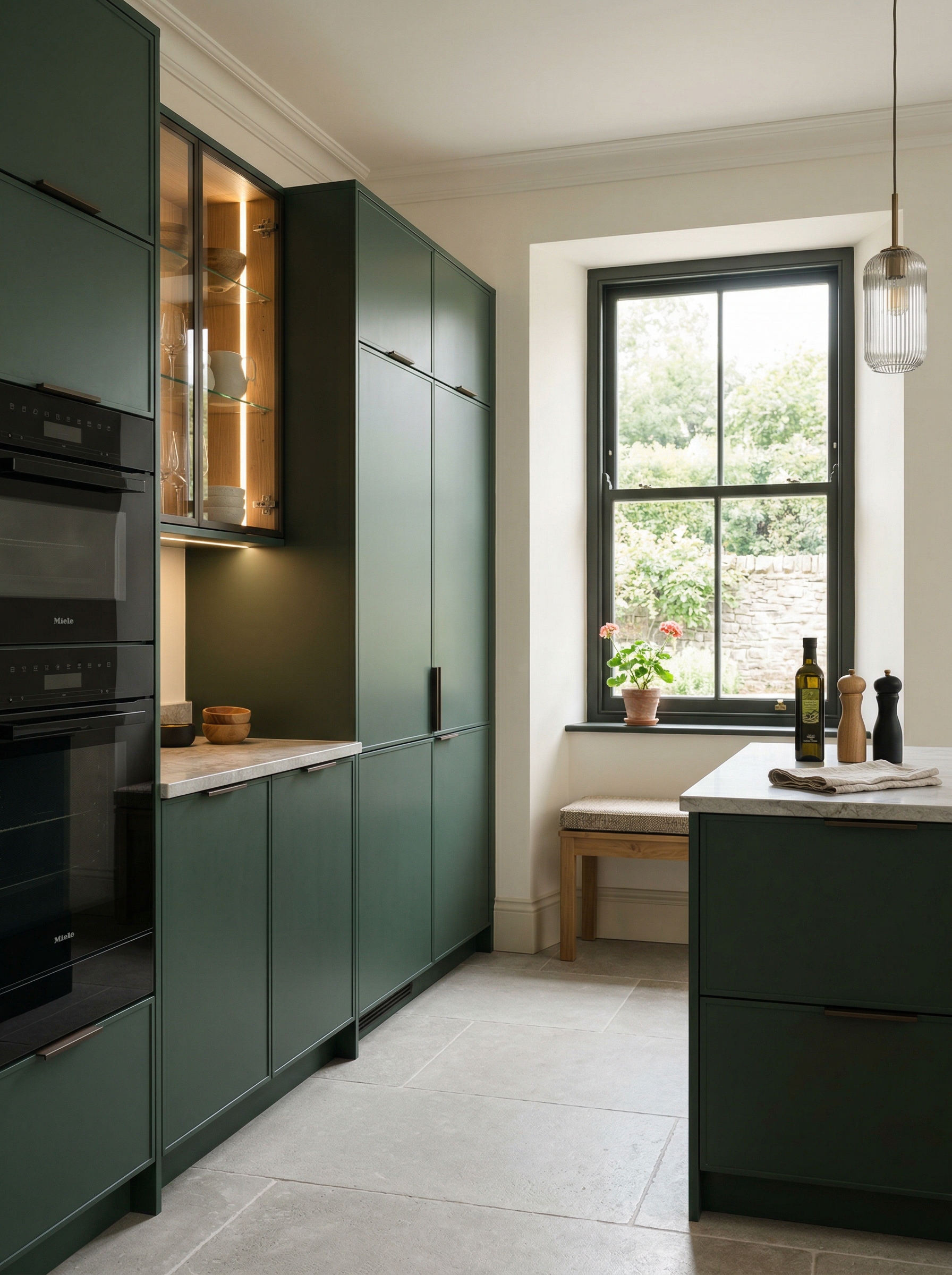Bespoke kitchen installation, full-height cabinetry and considered storage design