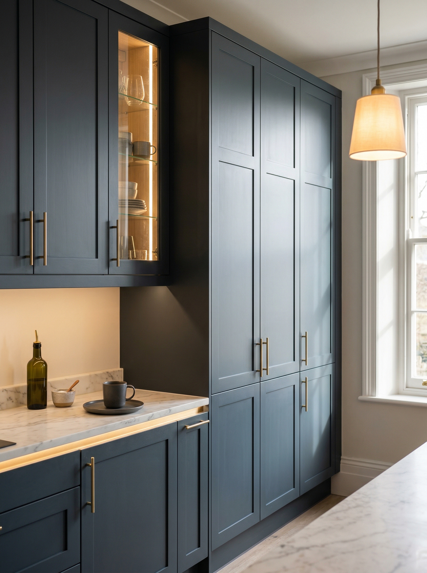 Bespoke kitchen installation, full-height cabinetry and considered storage design