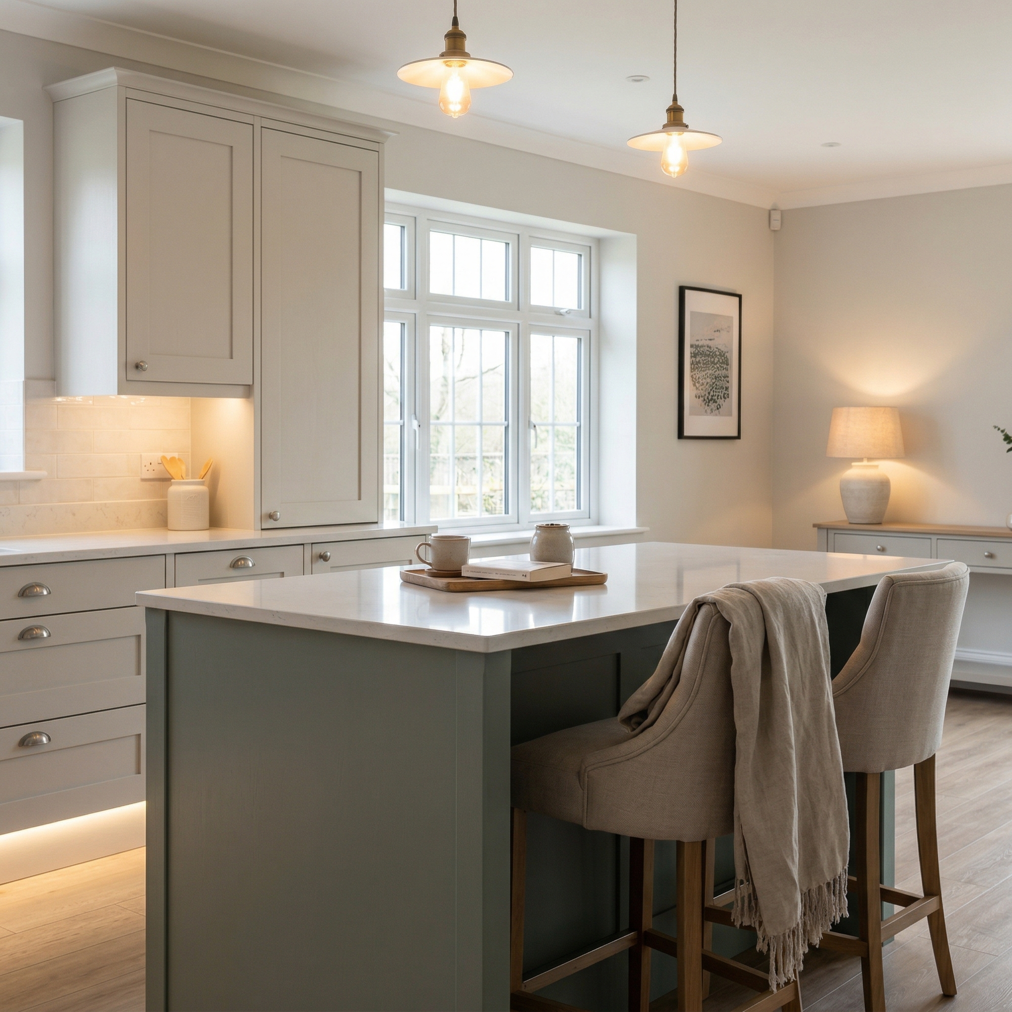 square1_800x800 Bespoke kitchen island detail, timber veneer slab-door cabinetry with quality joinery