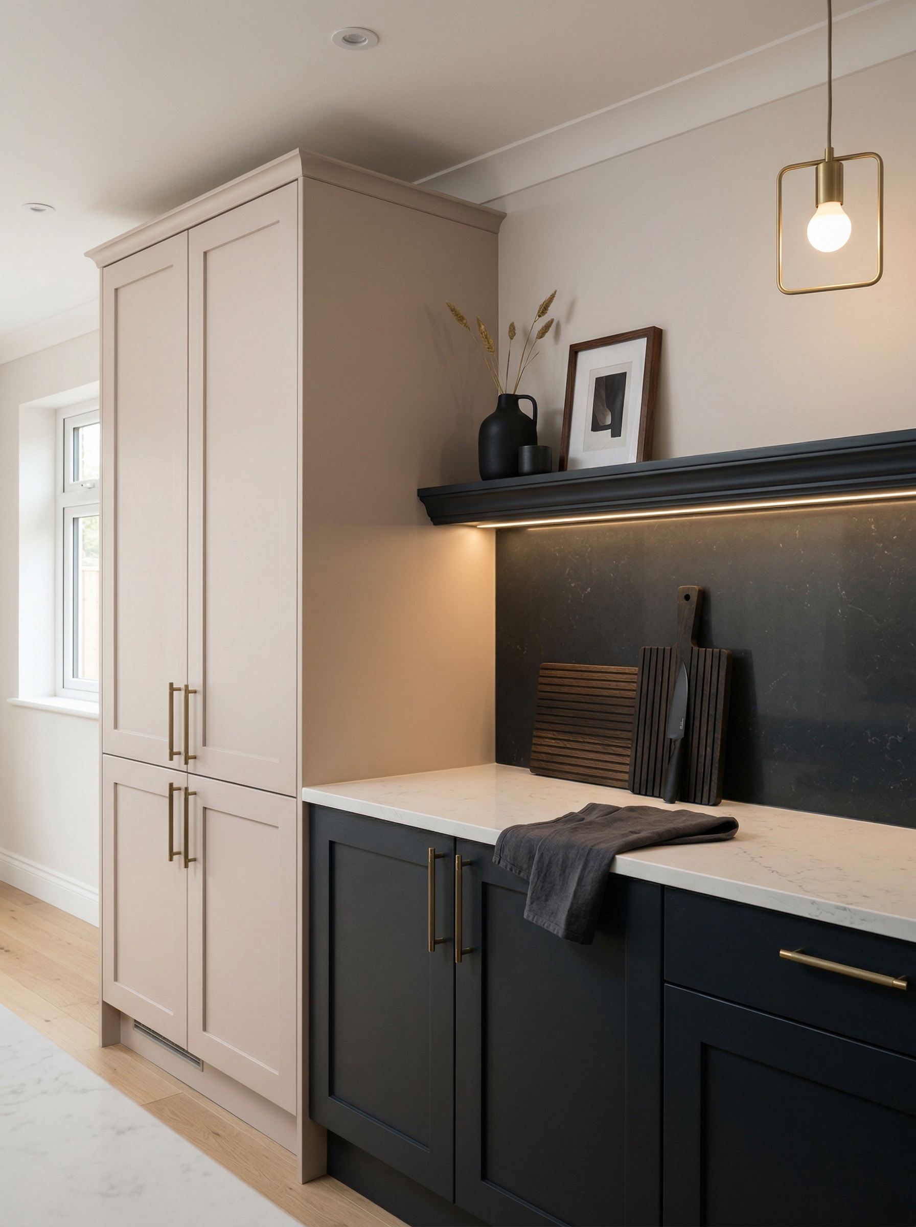 portrait1_600x800 Tall view of full-height bespoke kitchen cabinetry, modern shaker cabinetry