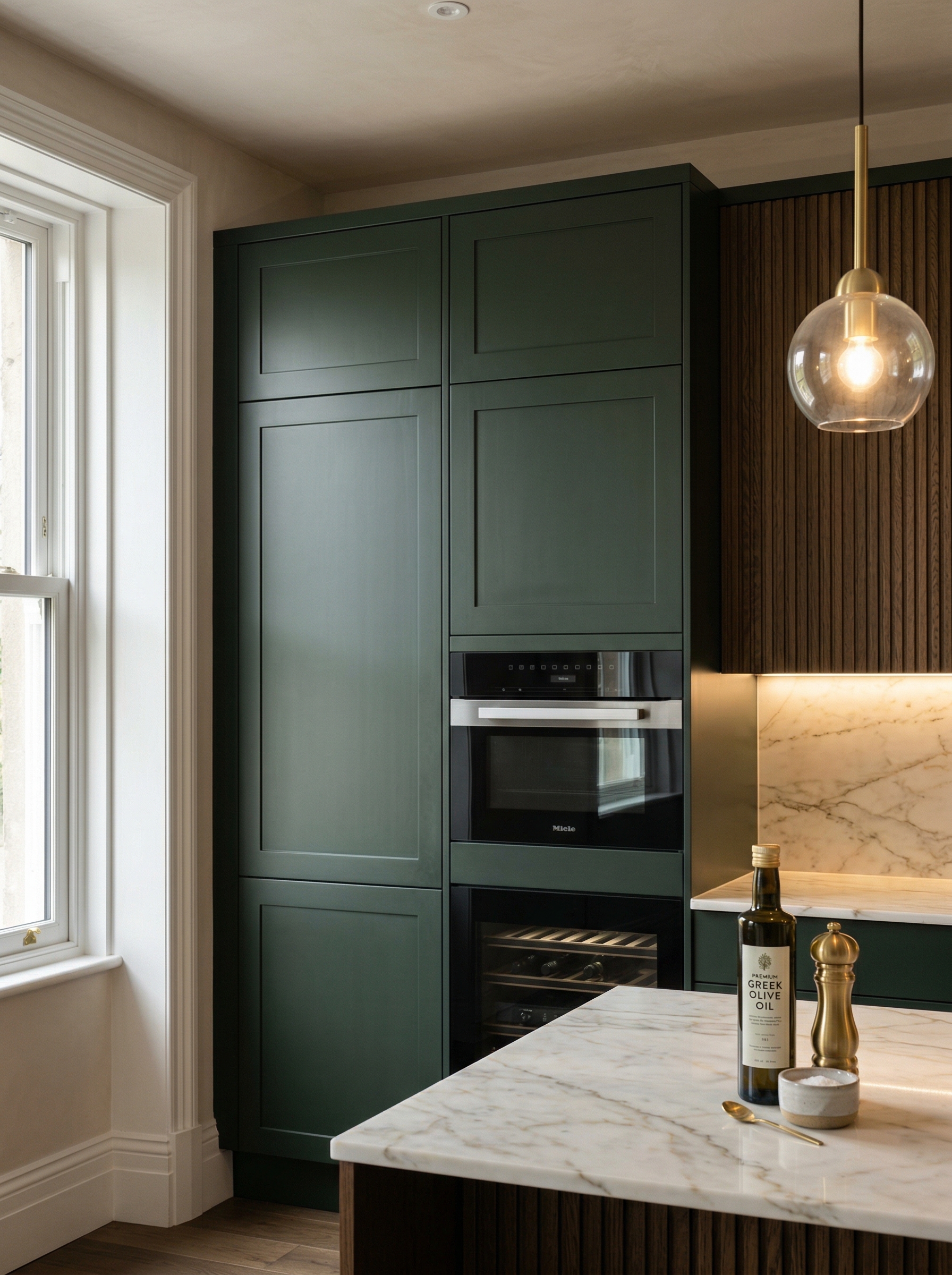Bespoke kitchen installation, full-height cabinetry and considered storage design