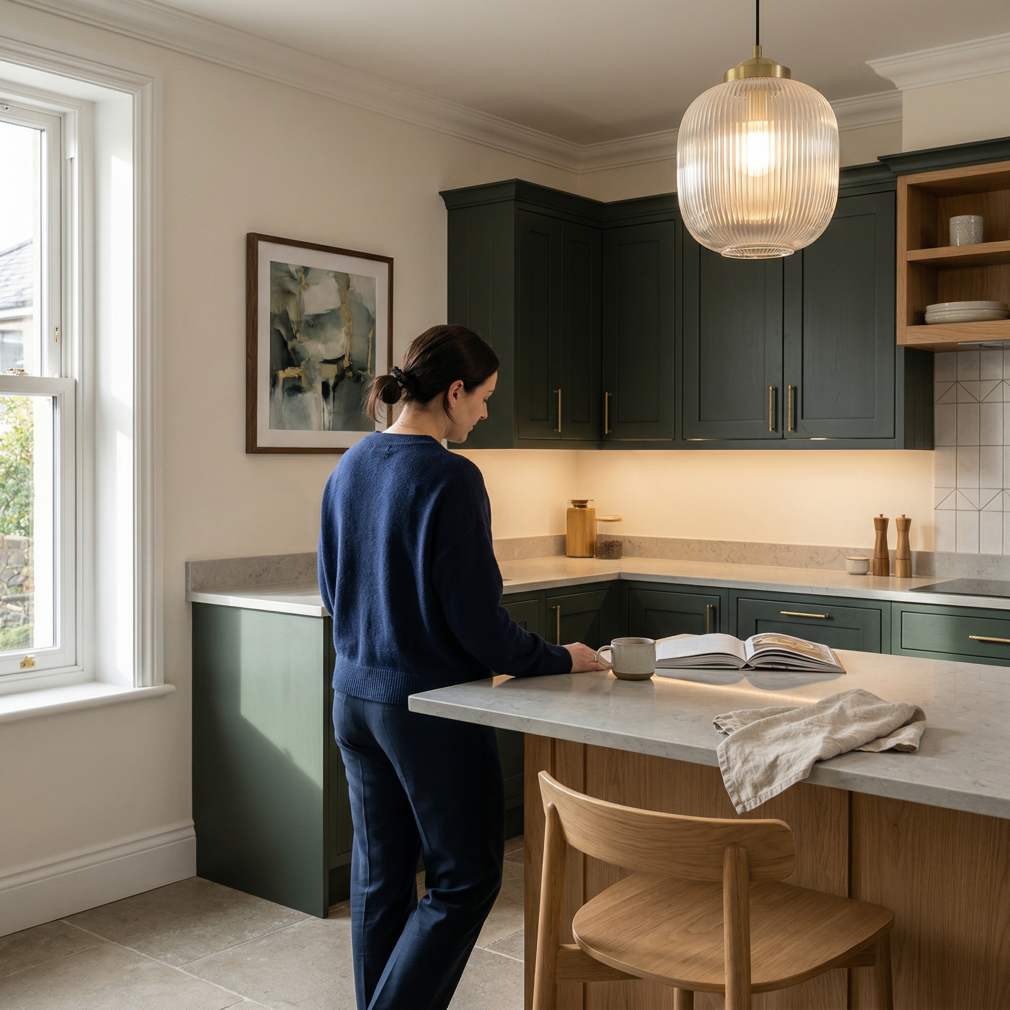 Bespoke kitchen designed for a Loughor home, quality materials and considered layout