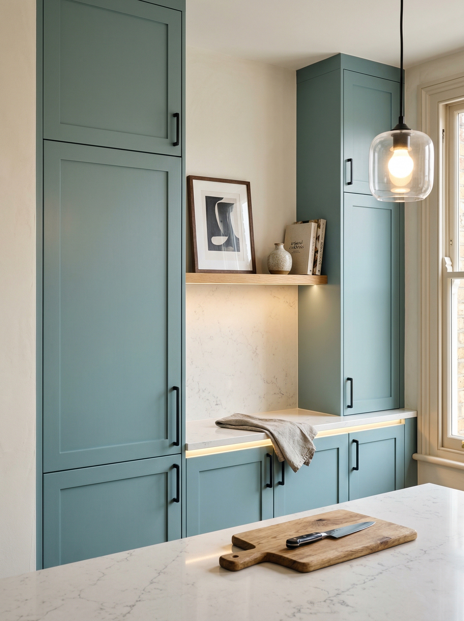 portrait1_600x800 Tall view of full-height bespoke kitchen cabinetry, modern shaker cabinetry