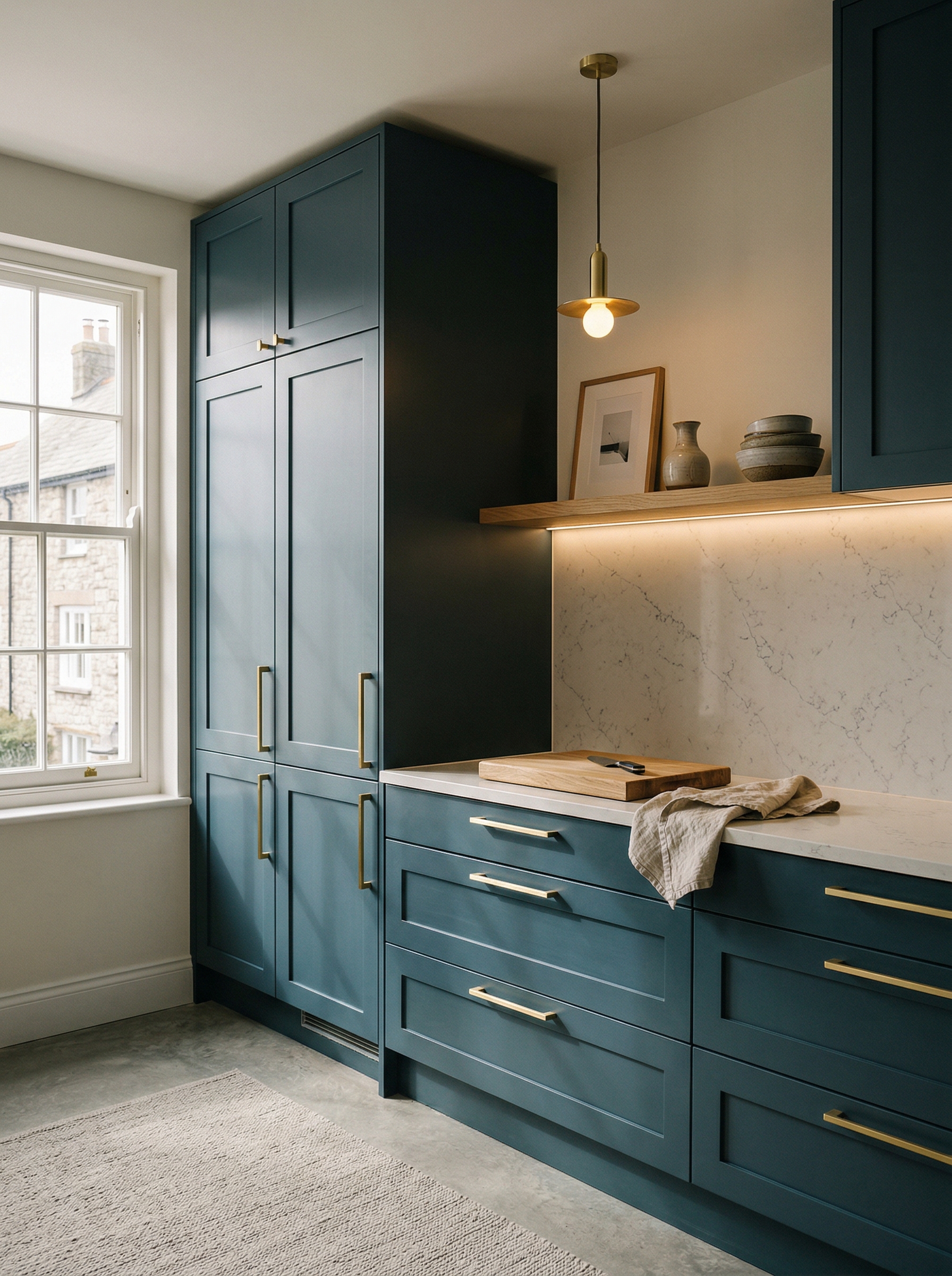 portrait1_600x800 Tall view of full-height bespoke kitchen cabinetry, contemporary painted lay-on cabinetry