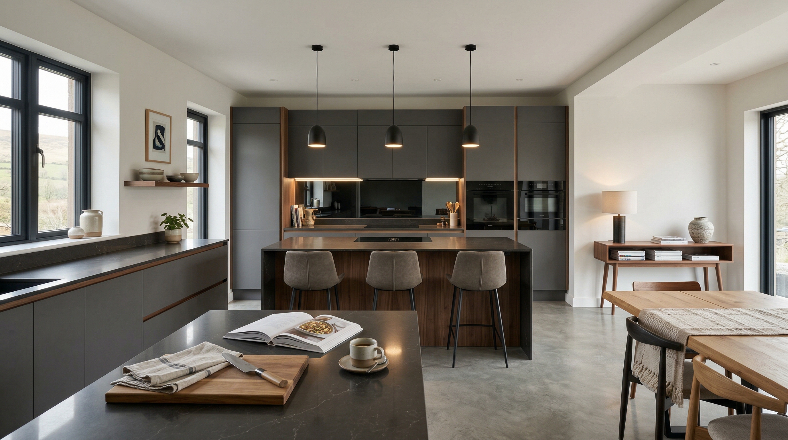 hero2_1200x675 Mastercraft bespoke kitchen in Machynlleth, wide architectural view showing room volume and design quality