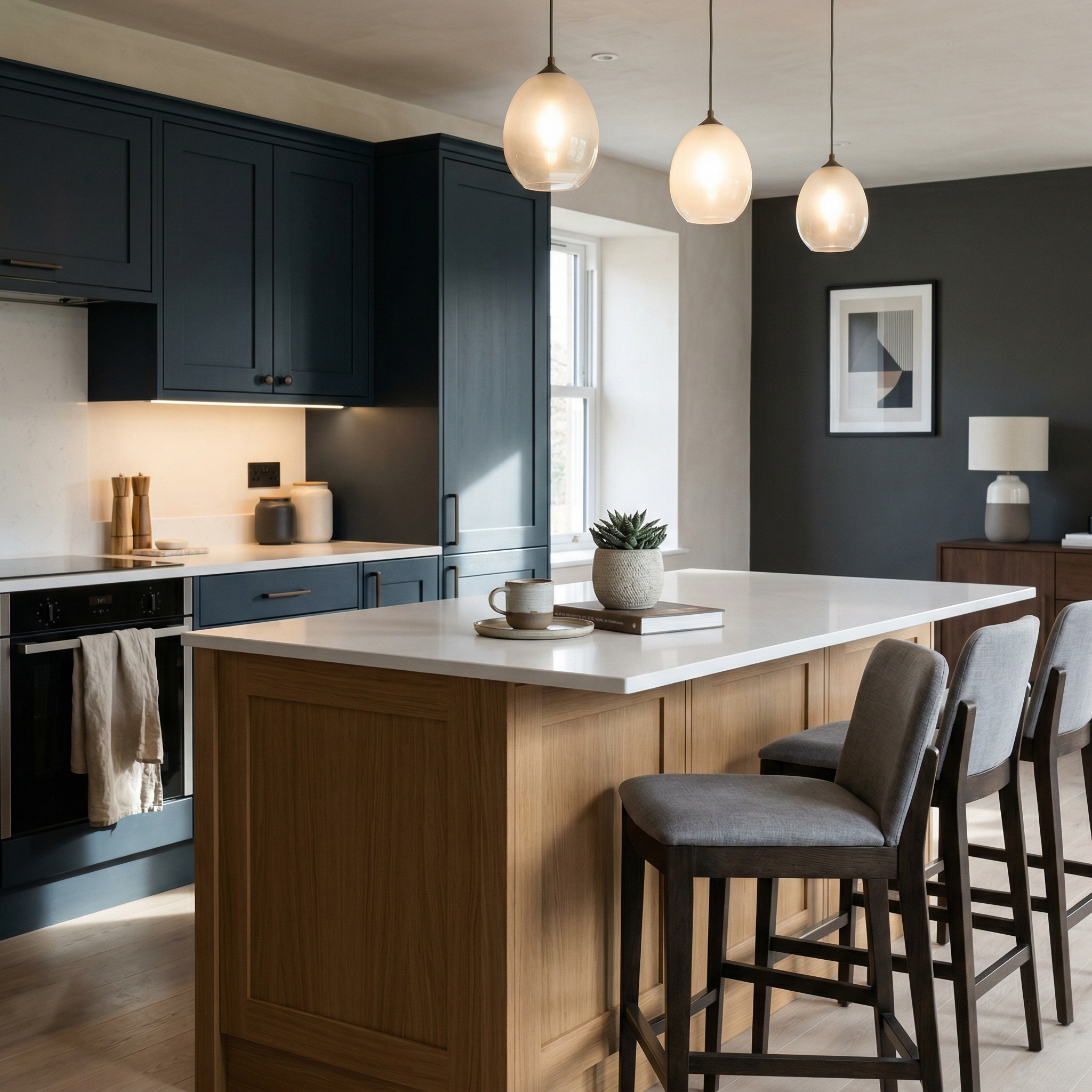 square1_800x800 Bespoke kitchen island detail, timber veneer slab-door cabinetry with quality joinery