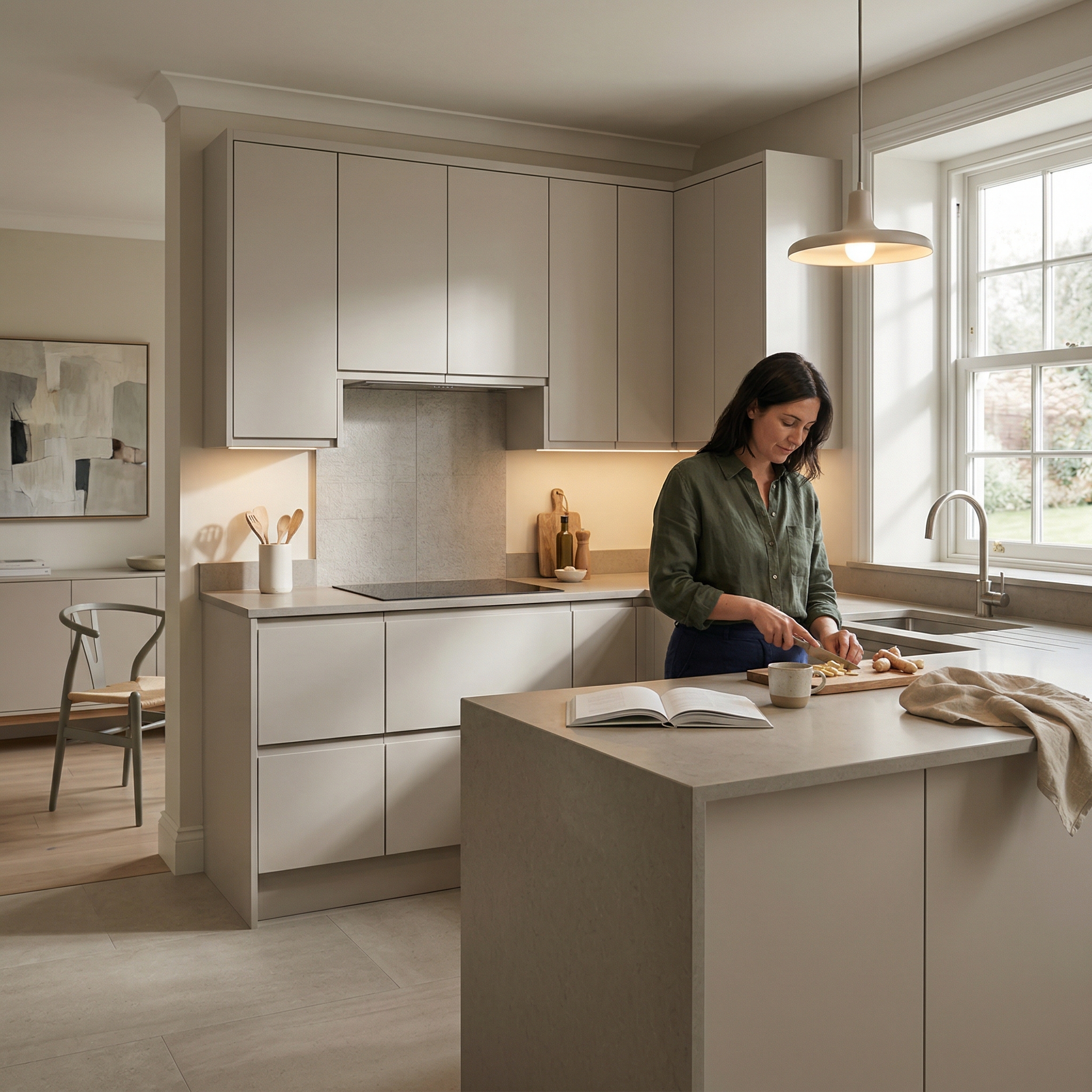 Bespoke kitchen designed for a Machynlleth home, quality materials and considered layout
