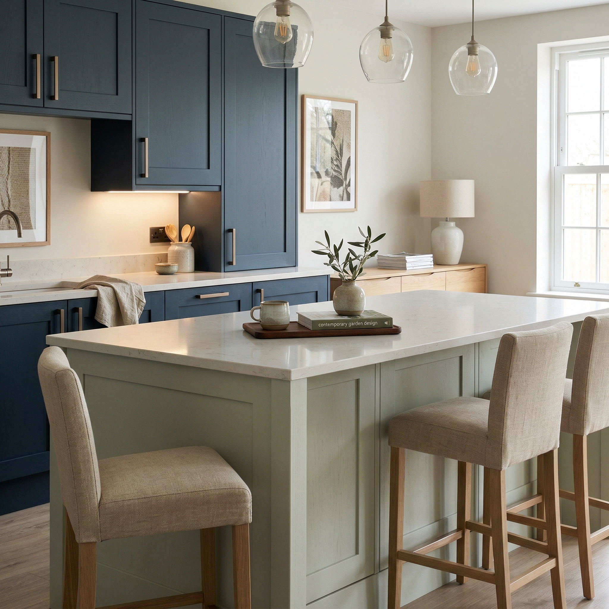 square1_800x800 Bespoke kitchen island detail, timber veneer slab-door cabinetry with quality joinery