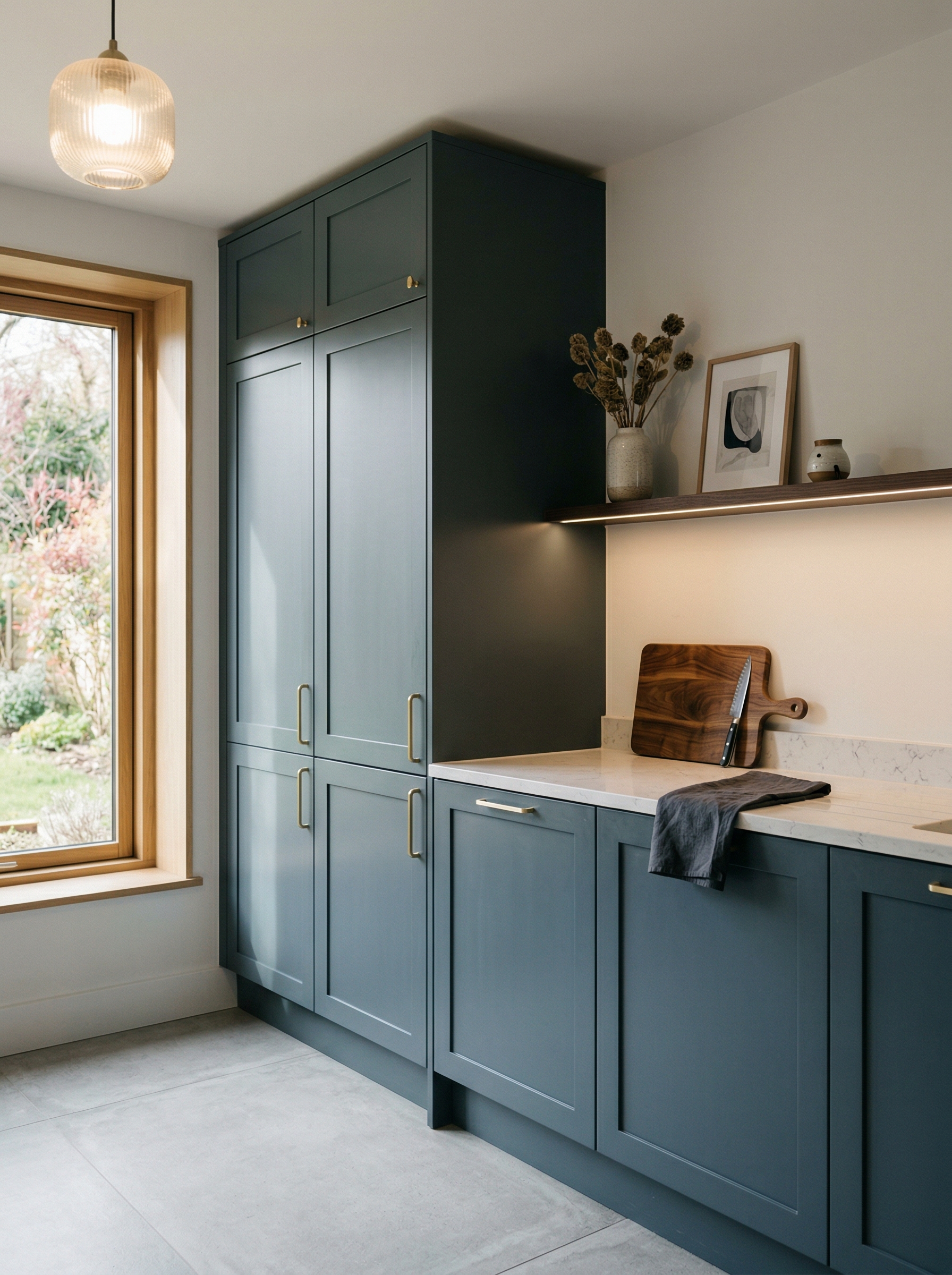 portrait1_600x800 Tall view of full-height bespoke kitchen cabinetry, contemporary painted lay-on cabinetry