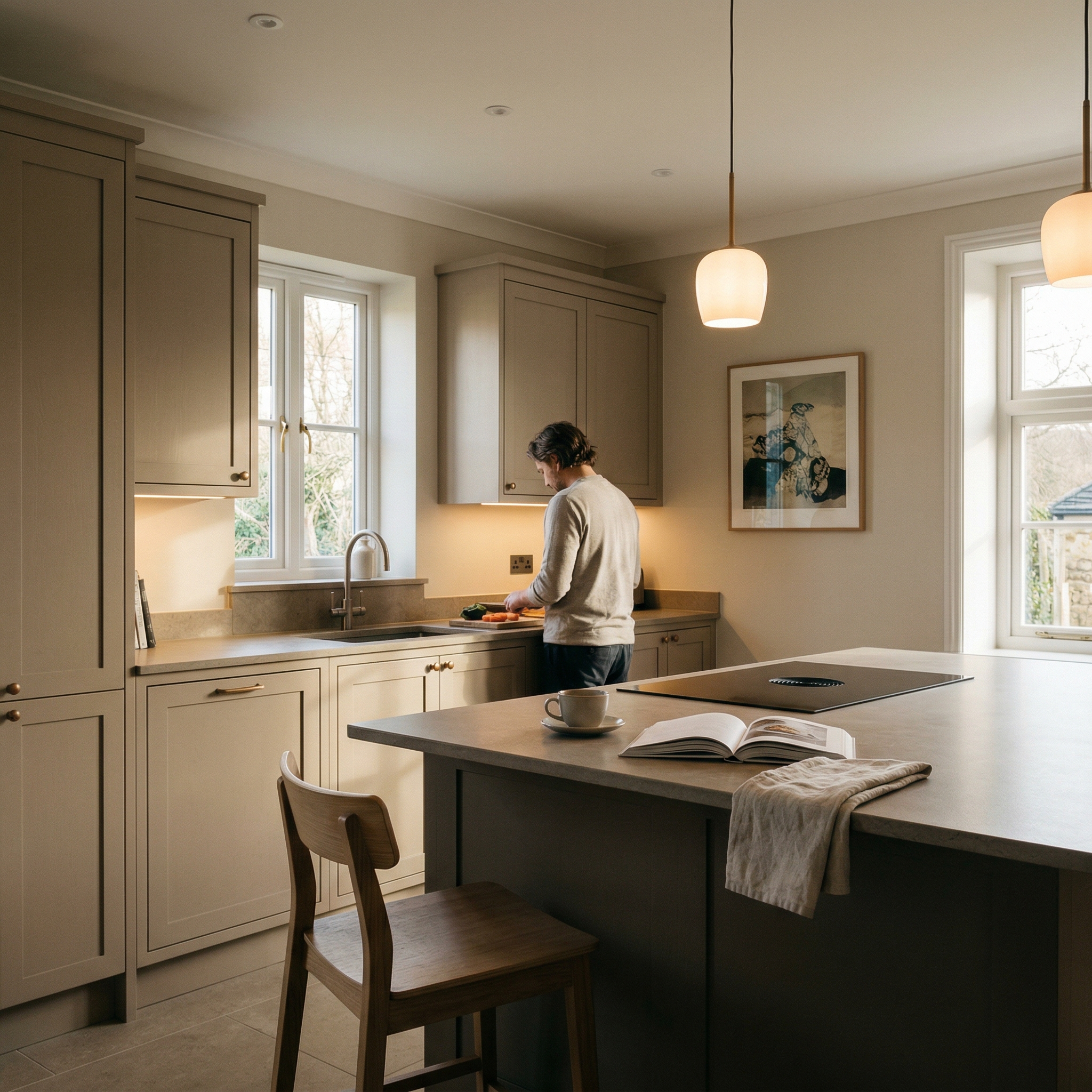 Bespoke kitchen designed for a Marshfield home, quality materials and considered layout