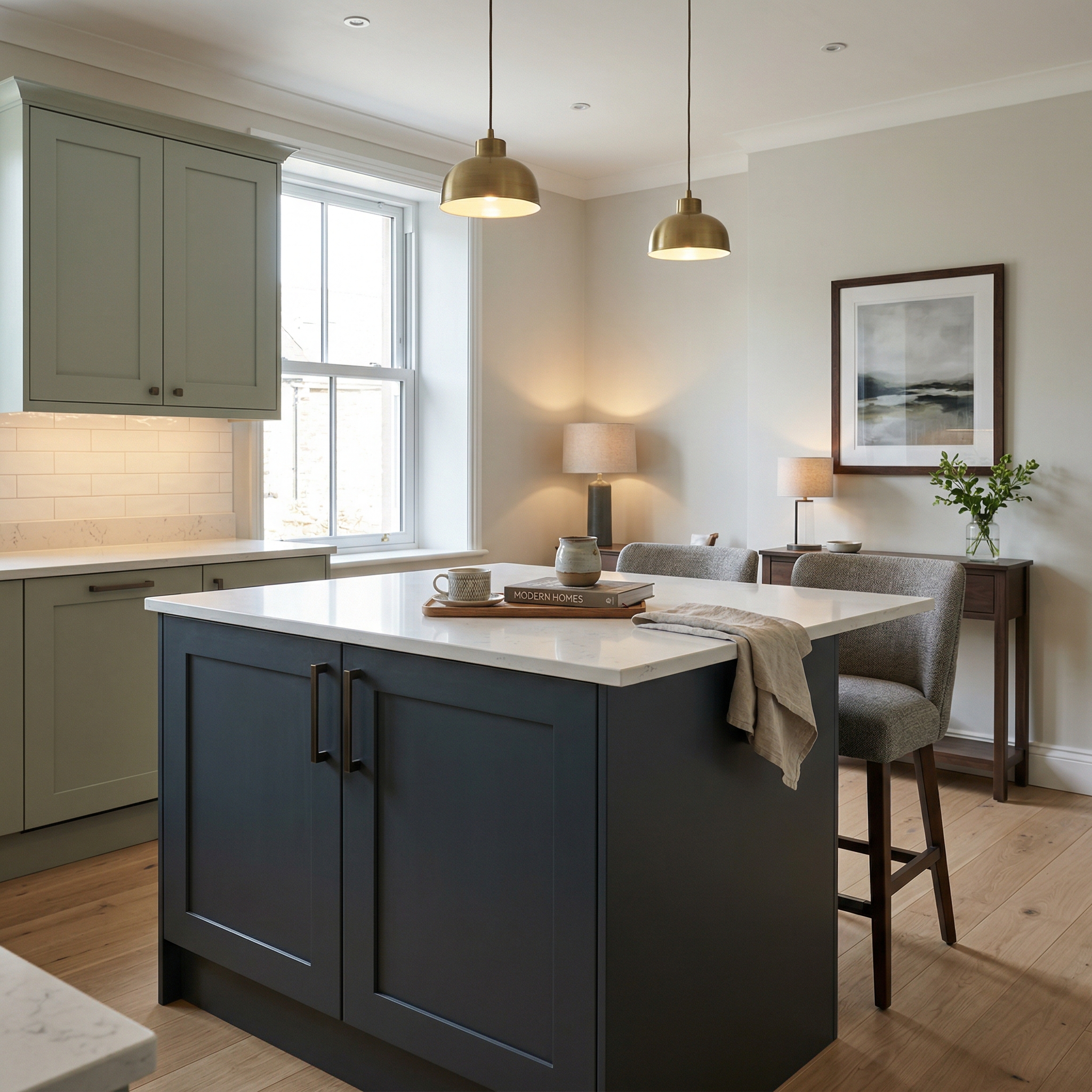 square1_800x800 Bespoke kitchen island detail, contemporary painted lay-on cabinetry with quality joinery