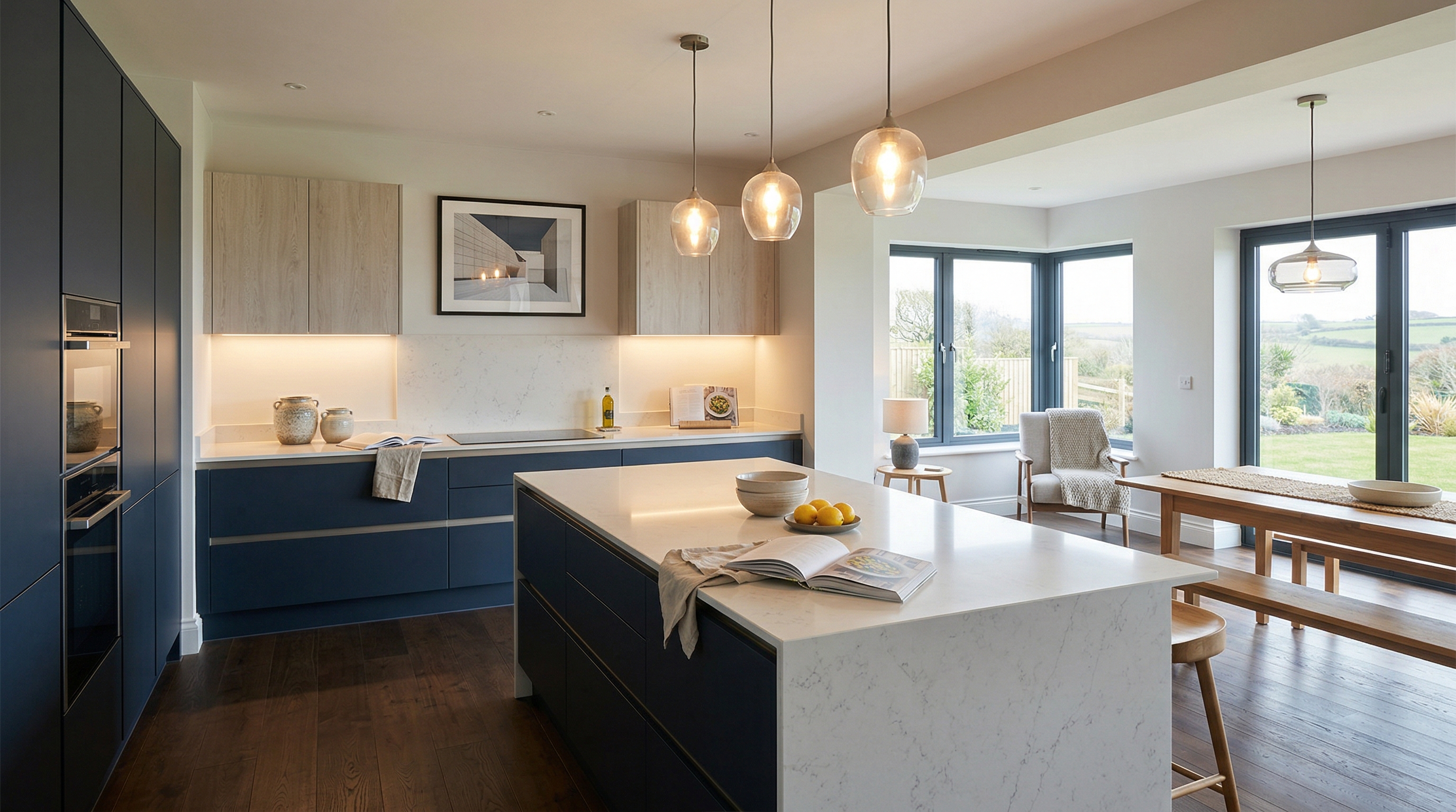 hero2_1200x675 Mastercraft bespoke kitchen in Milford Haven, wide architectural view showing room volume and design quality