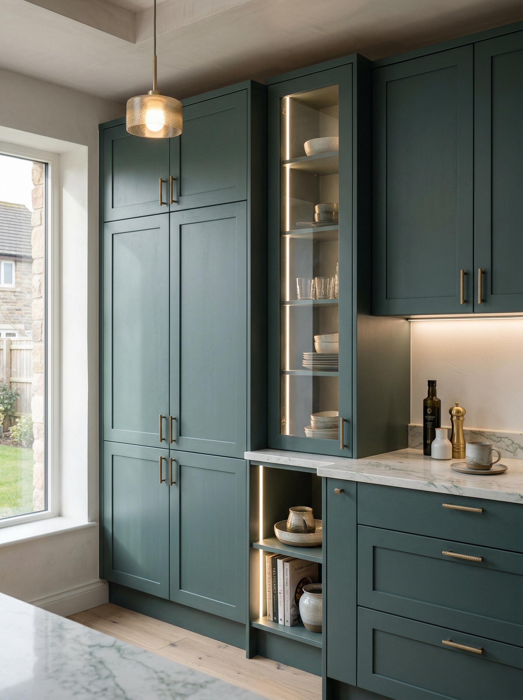Bespoke kitchen installation, full-height cabinetry and considered storage design