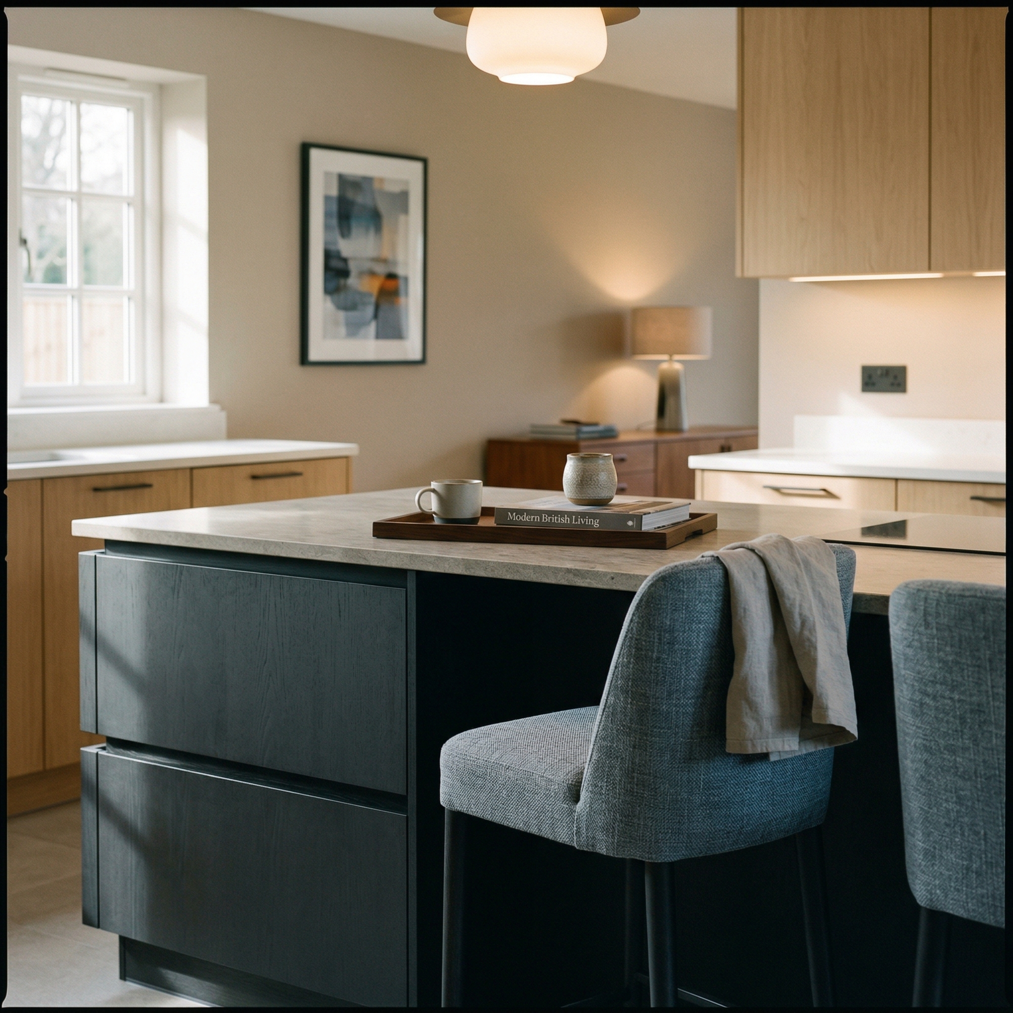 square1_800x800 Bespoke kitchen island detail, timber veneer slab-door cabinetry with quality joinery