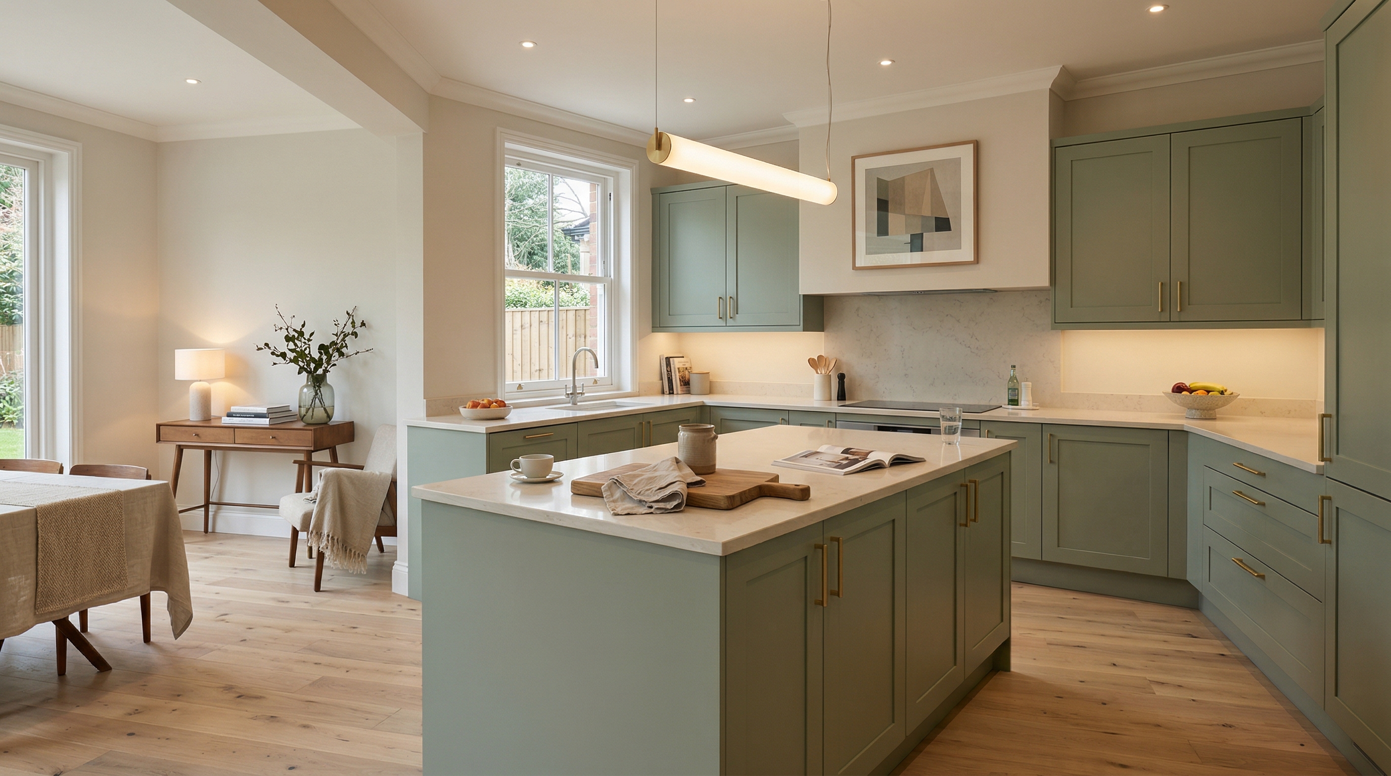 hero_1200x675 Wide view of a newly completed bespoke Mastercraft kitchen, modern shaker cabinetry in gunmetal grey tones
