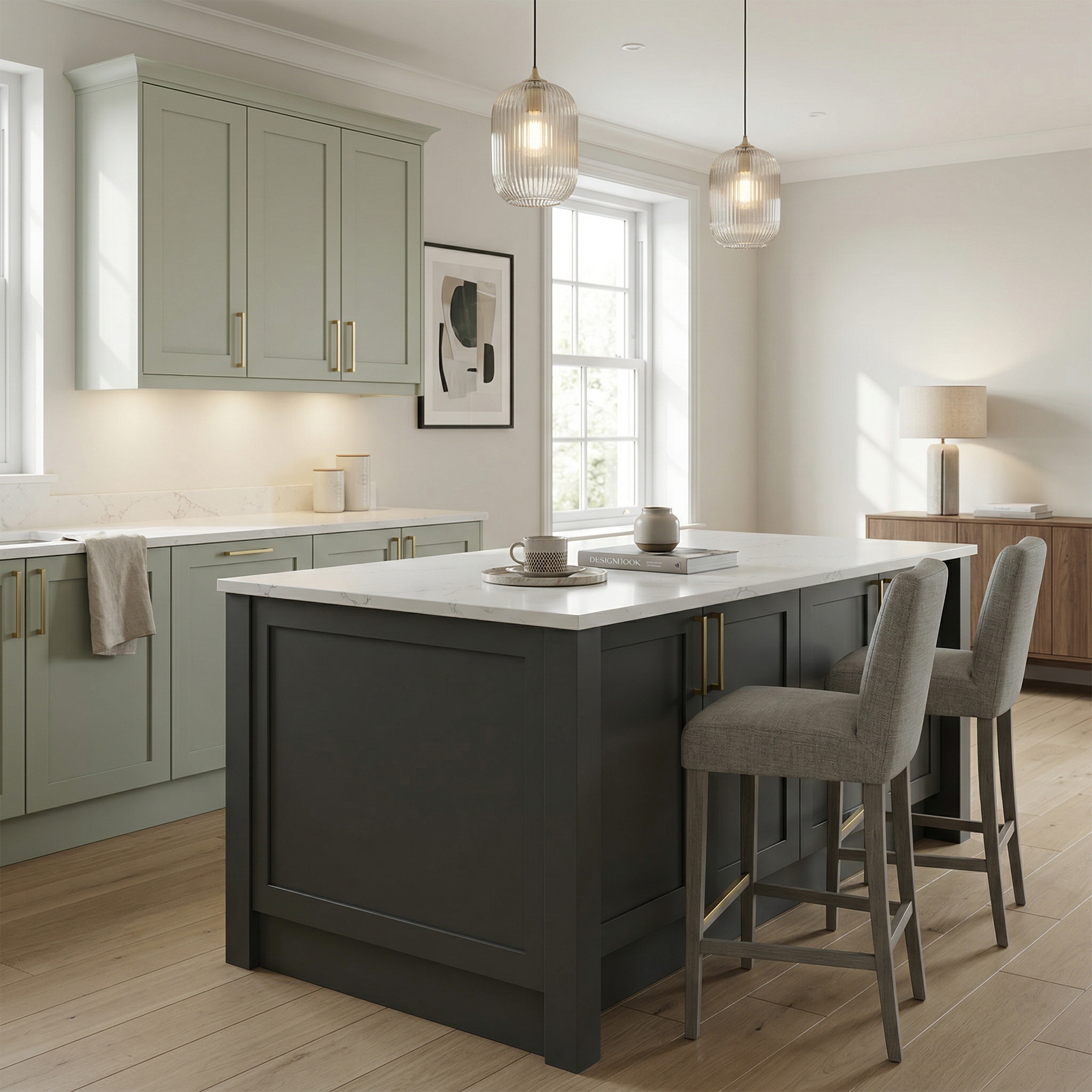 square1_800x800 Bespoke kitchen island detail, contemporary painted lay-on cabinetry with quality joinery