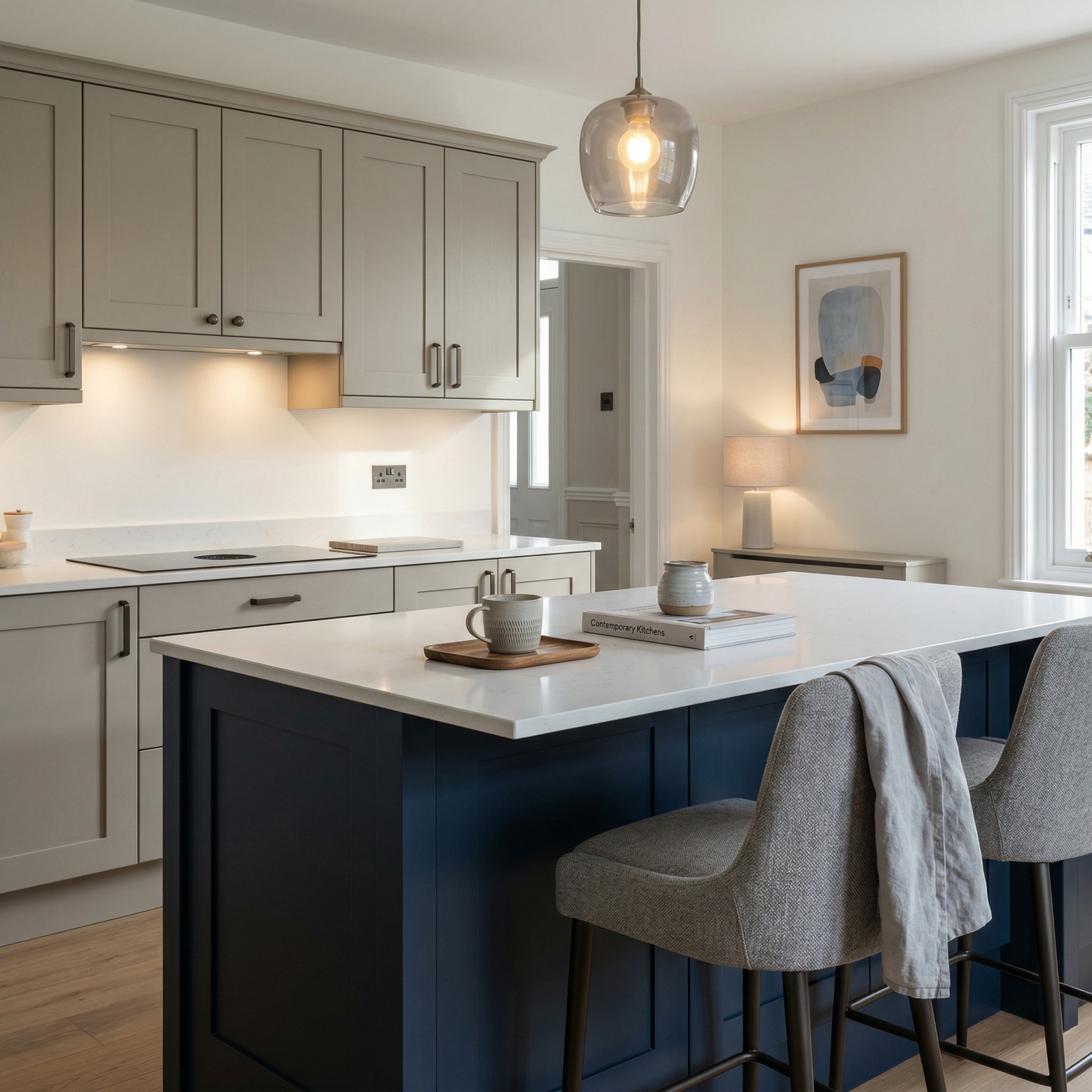 square1_800x800 Bespoke kitchen island detail, contemporary painted lay-on cabinetry with quality joinery