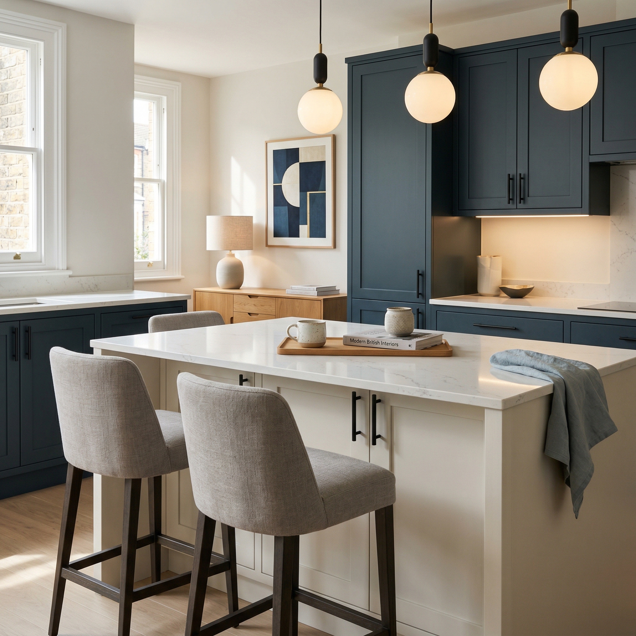 Bespoke kitchen island detail, contemporary in-frame cabinetry with quality joinery