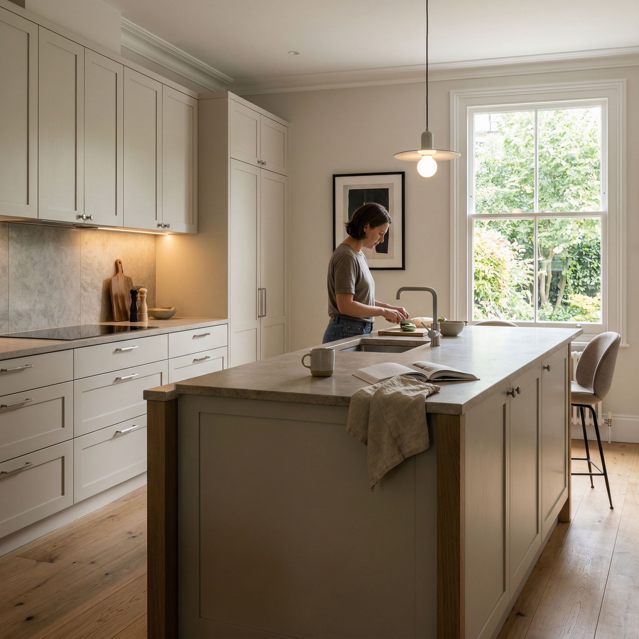 Bespoke kitchen designed for a Muswell Hill home, quality materials and considered layout