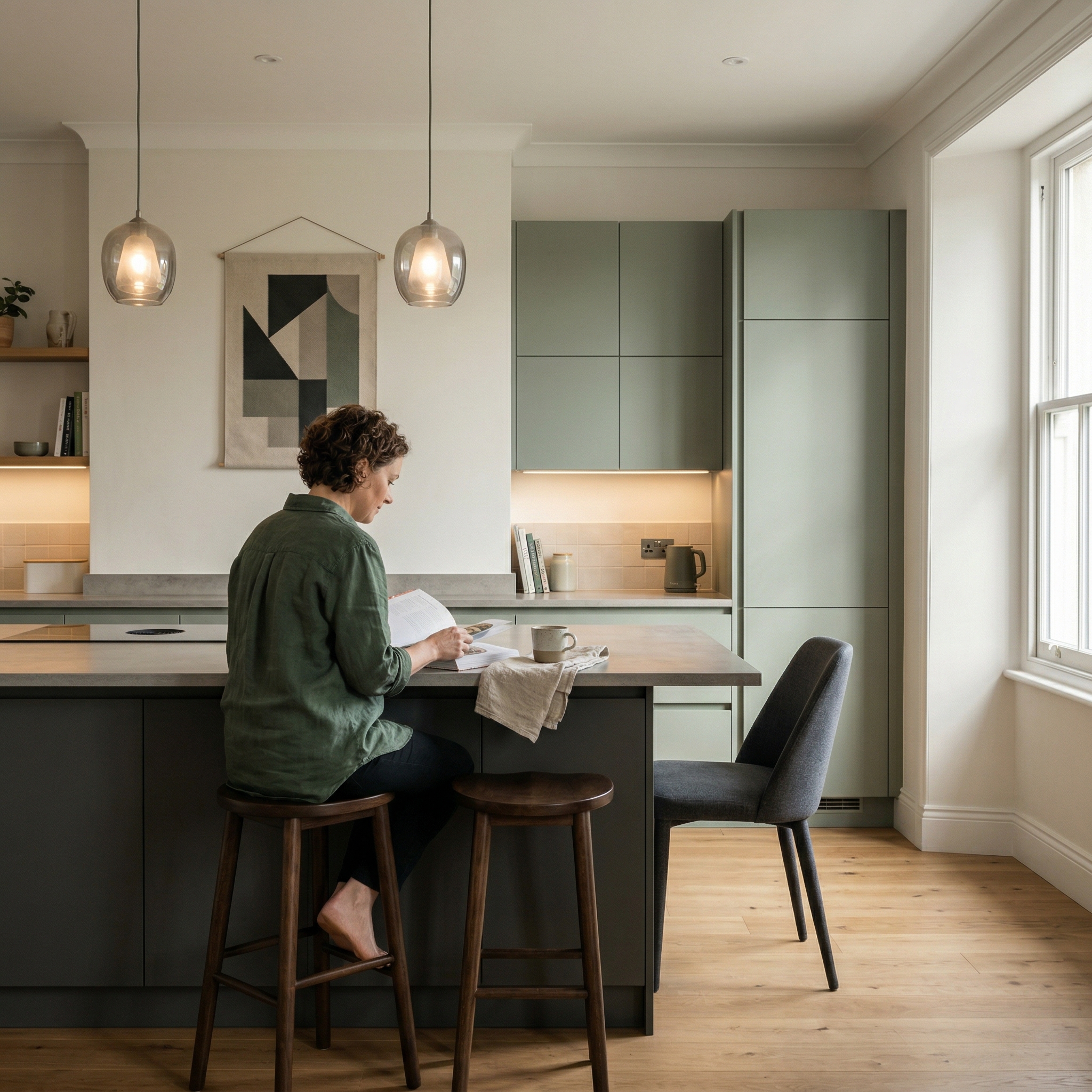 Bespoke kitchen designed for a Narberth home, quality materials and considered layout