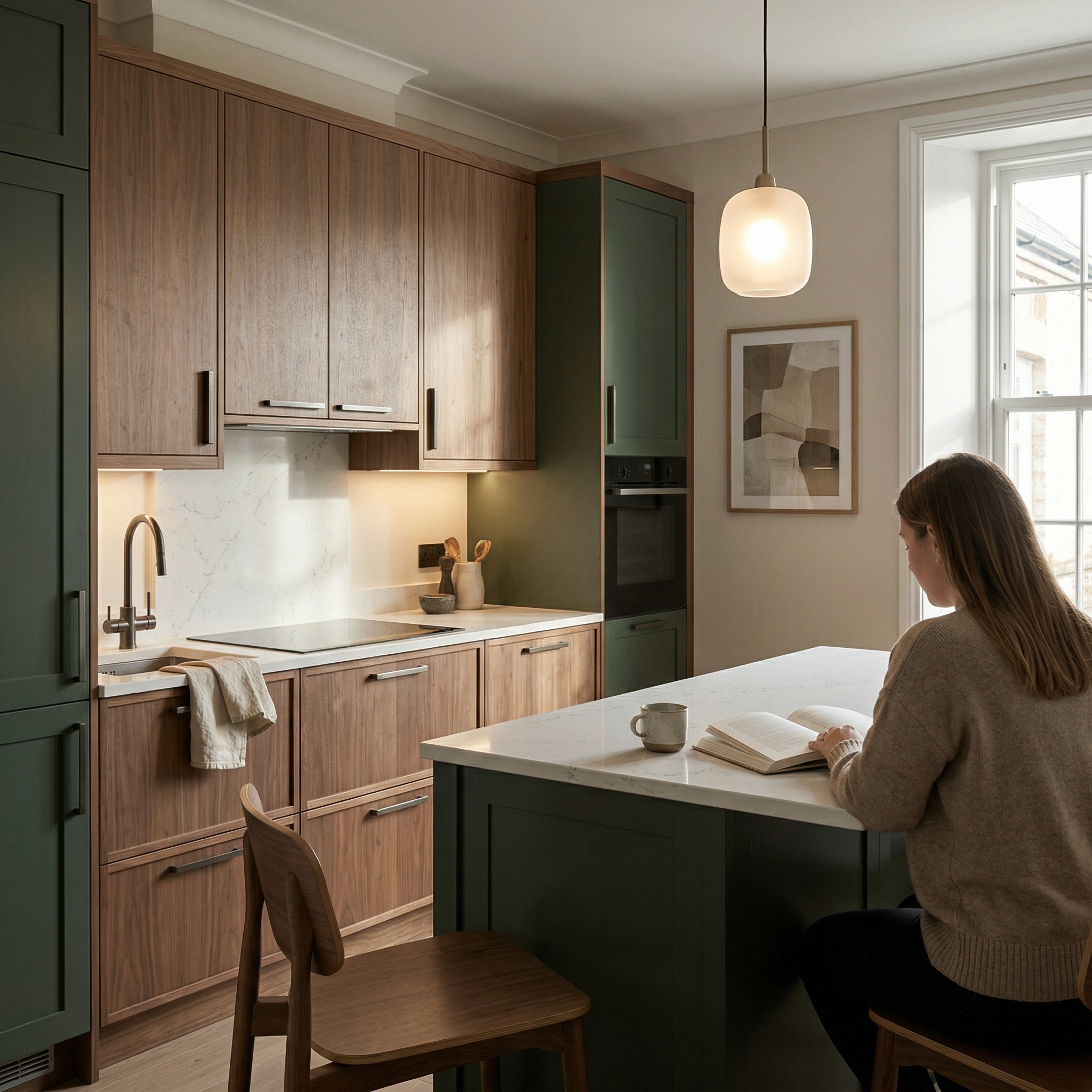 Bespoke kitchen designed for a Neath home, quality materials and considered layout