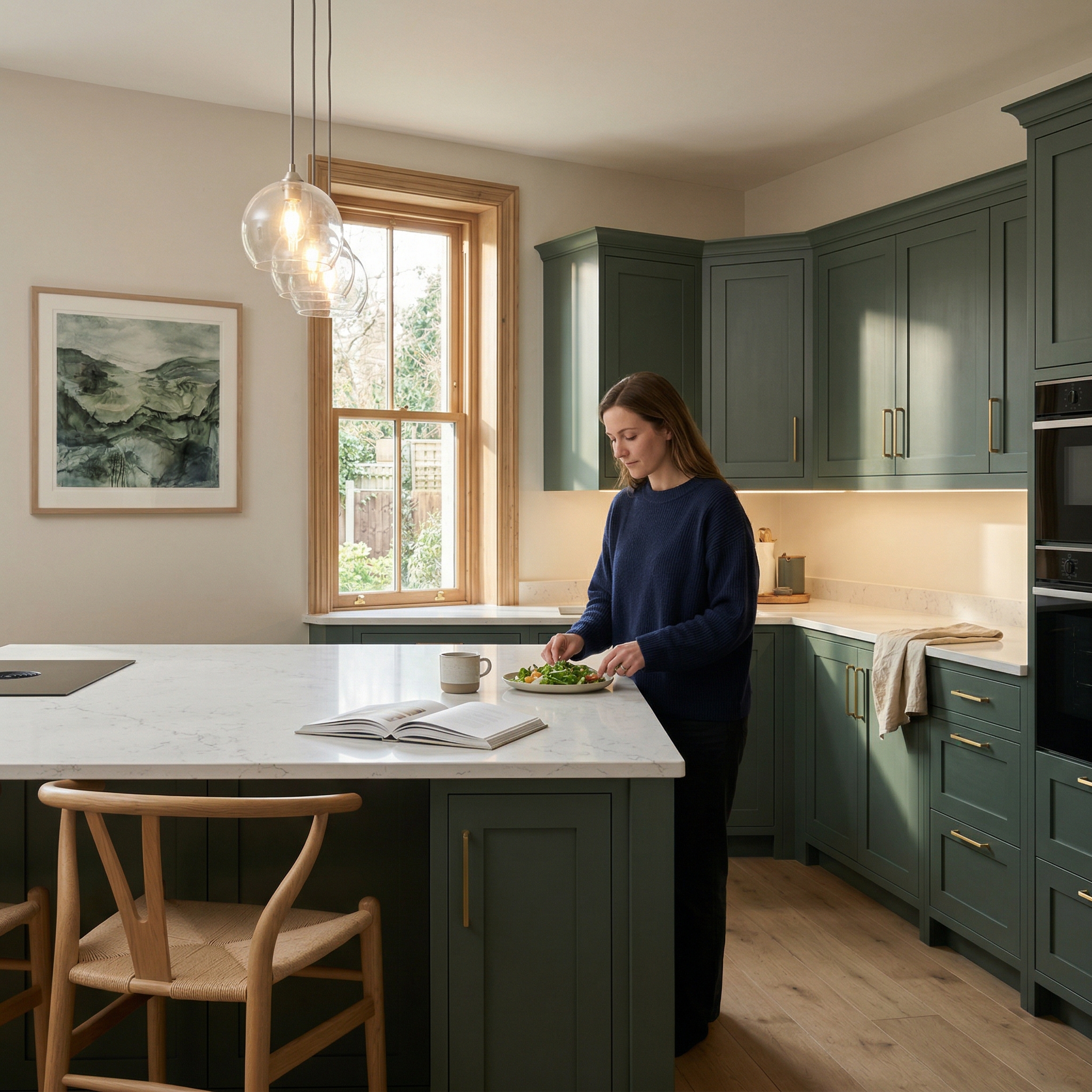 Bespoke kitchen designed for a New Inn home, quality materials and considered layout