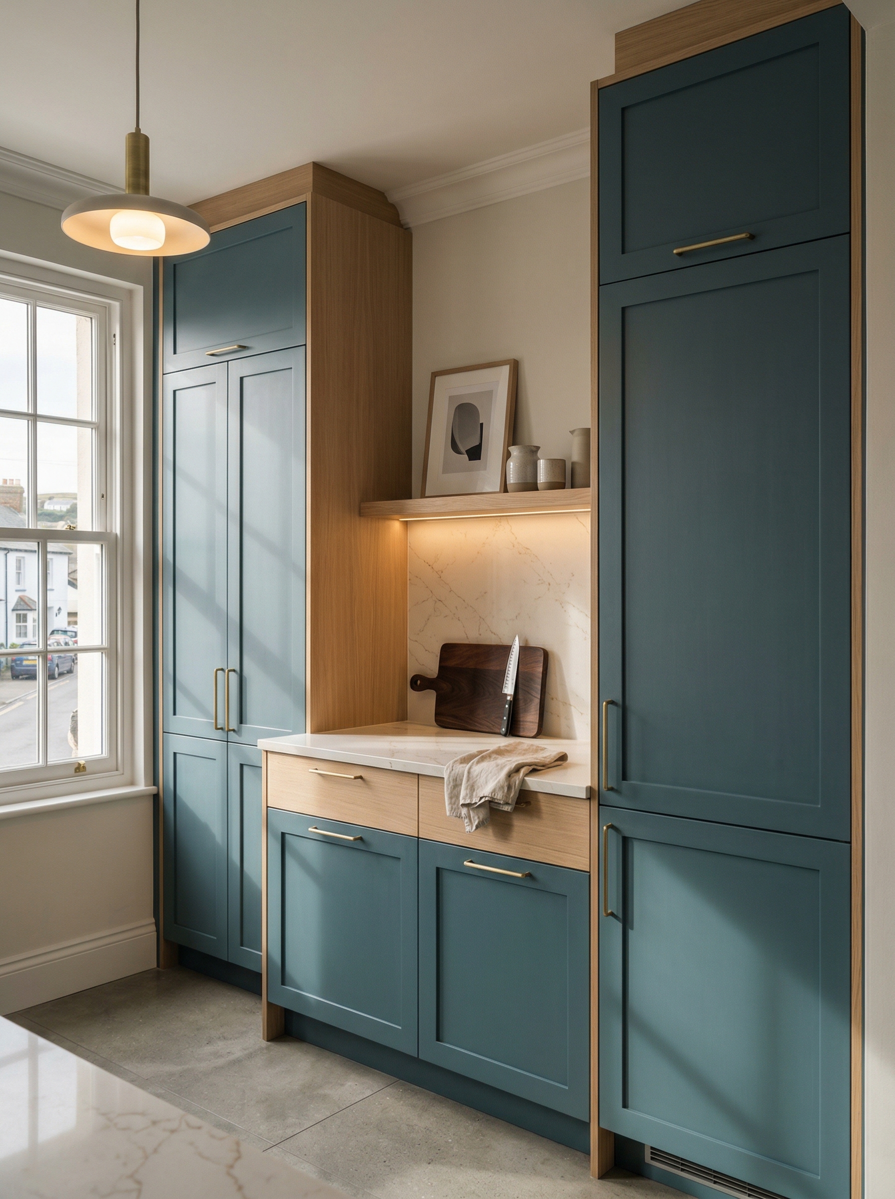 portrait1_600x800 Tall view of full-height bespoke kitchen cabinetry, contemporary painted lay-on cabinetry