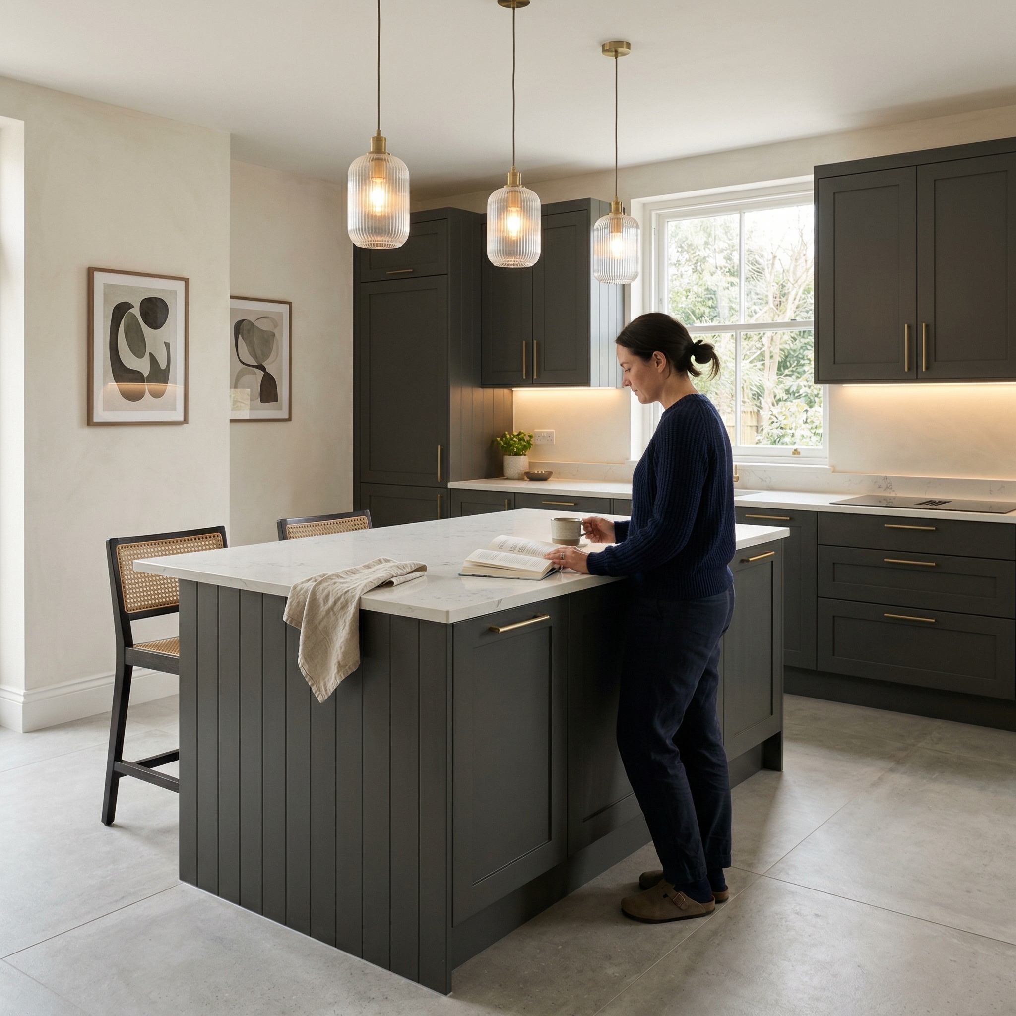Bespoke kitchen designed for a New Quay home, quality materials and considered layout
