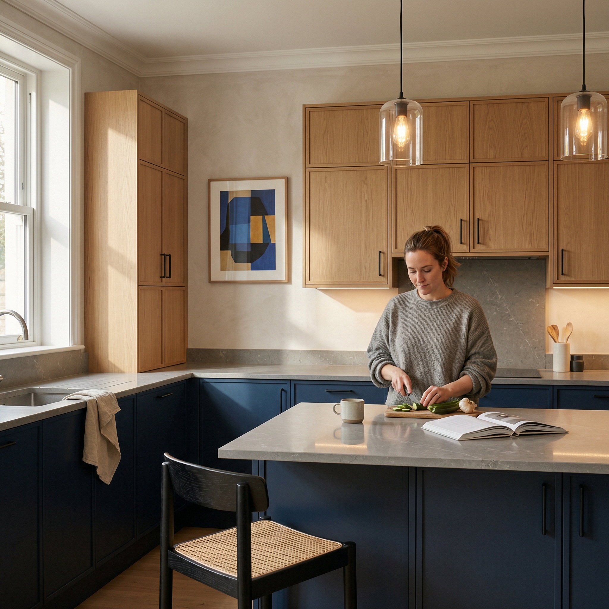 Bespoke kitchen designed for a Newbridge home, quality materials and considered layout